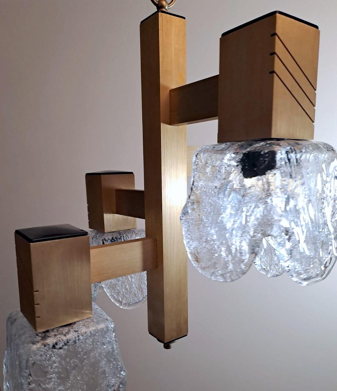Sciolari Gaetano Style Space Age Chandelier In Aluminum And Half Crystal For Sale 2