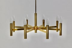 Sciolari Gaetano lustre vintage en métal doré moderne mi-siècle, Italie, années 1960