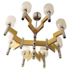 Sciolari Geometrical Brass Chandelier with Fine Glass Shades Eight Lights
