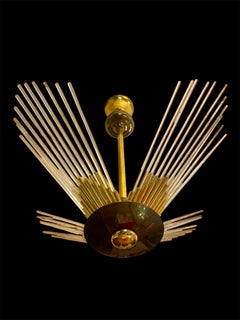 Lightolier en verre et laiton Sciolari, Italie, années 1980