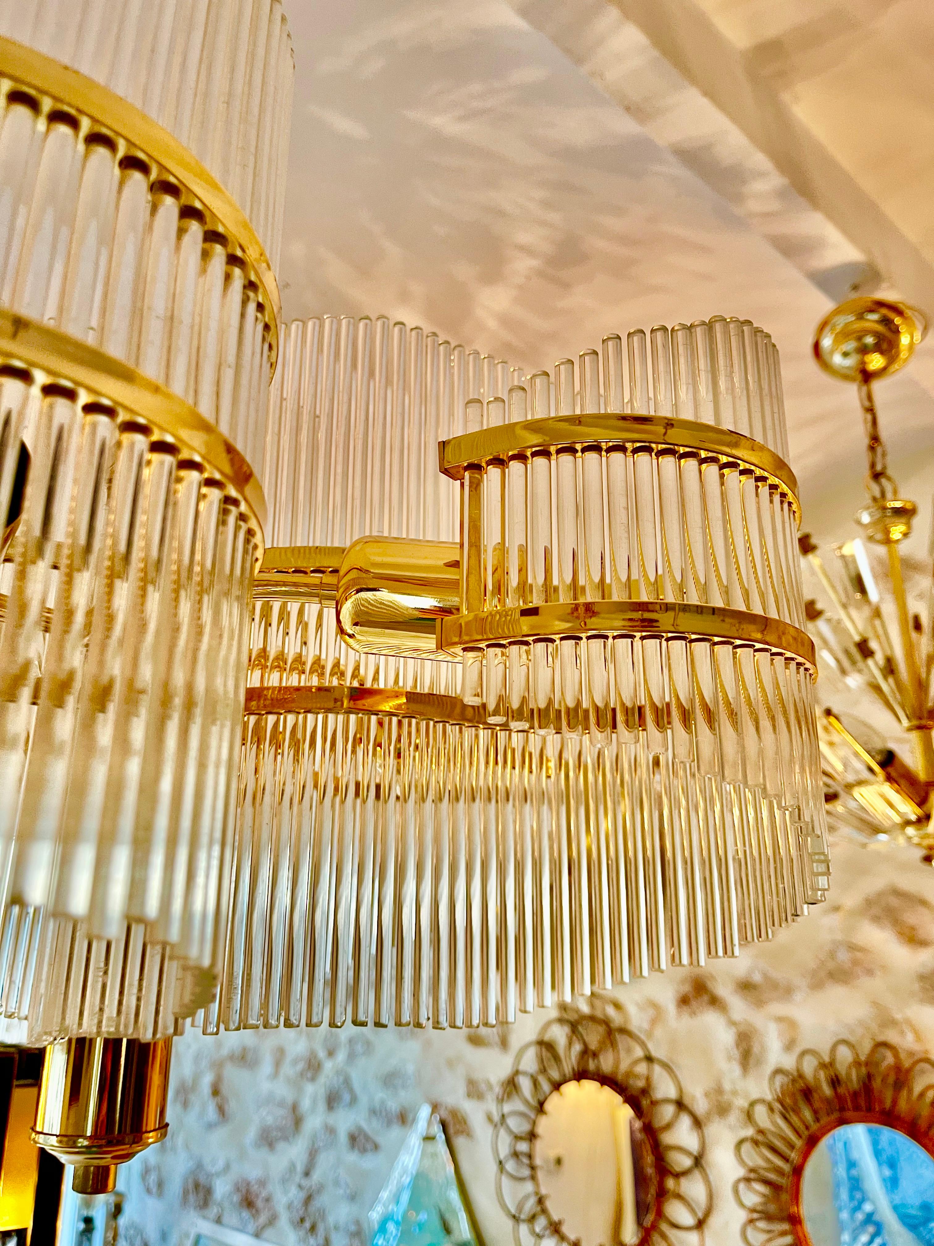 Sciolari glass lightolier with brass , Italy 1980s In Good Condition In La xara, VC