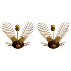 Sciolari Lightolier aus Glas mit Messing, Italien 1980er