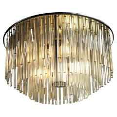 Retro Sciolari, Glass Tube Ceiling Lamp, Italy, 1970