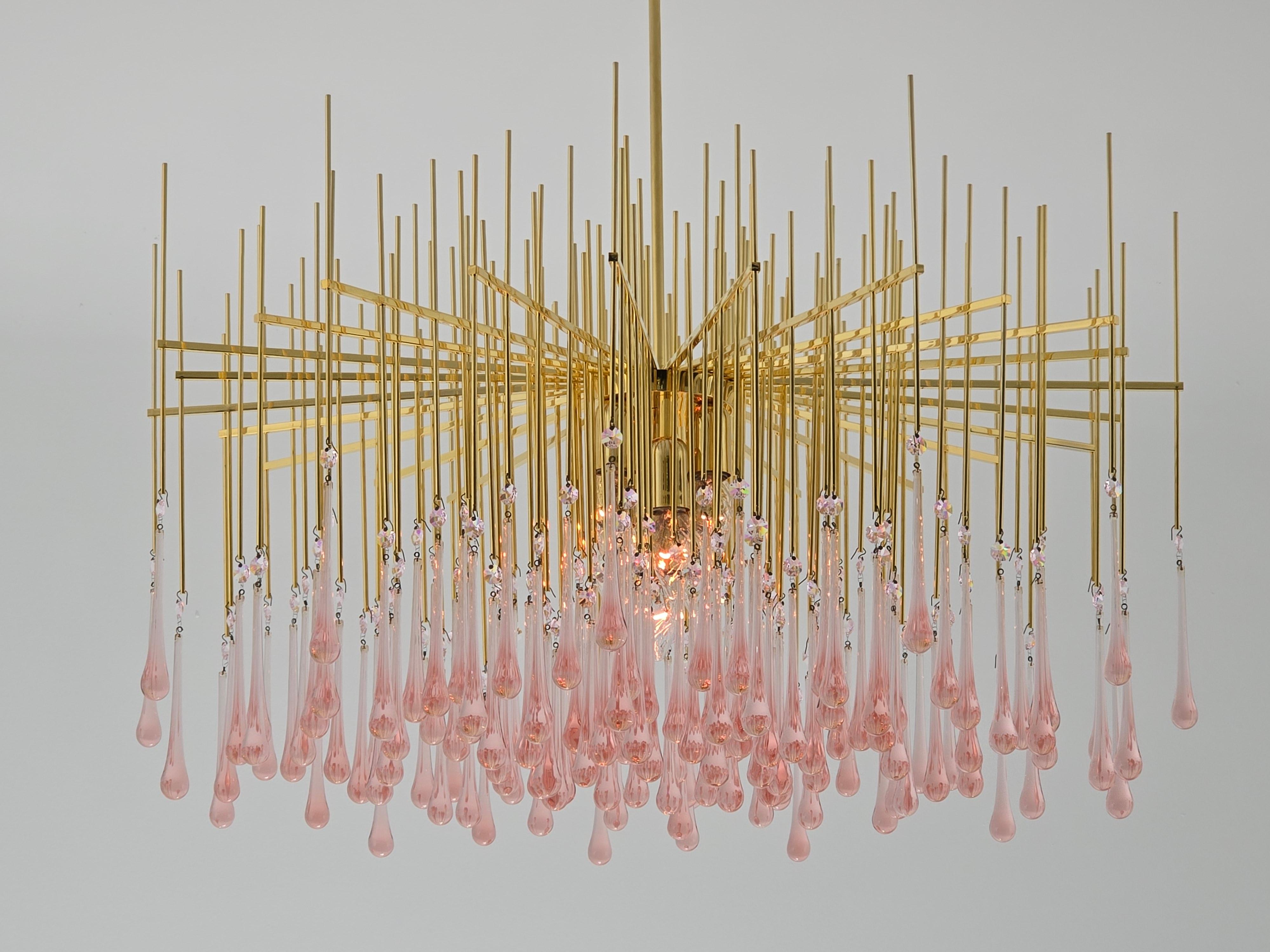 Sciolari Gold Plated Brass Chandelier with 144 glass teardrop 4