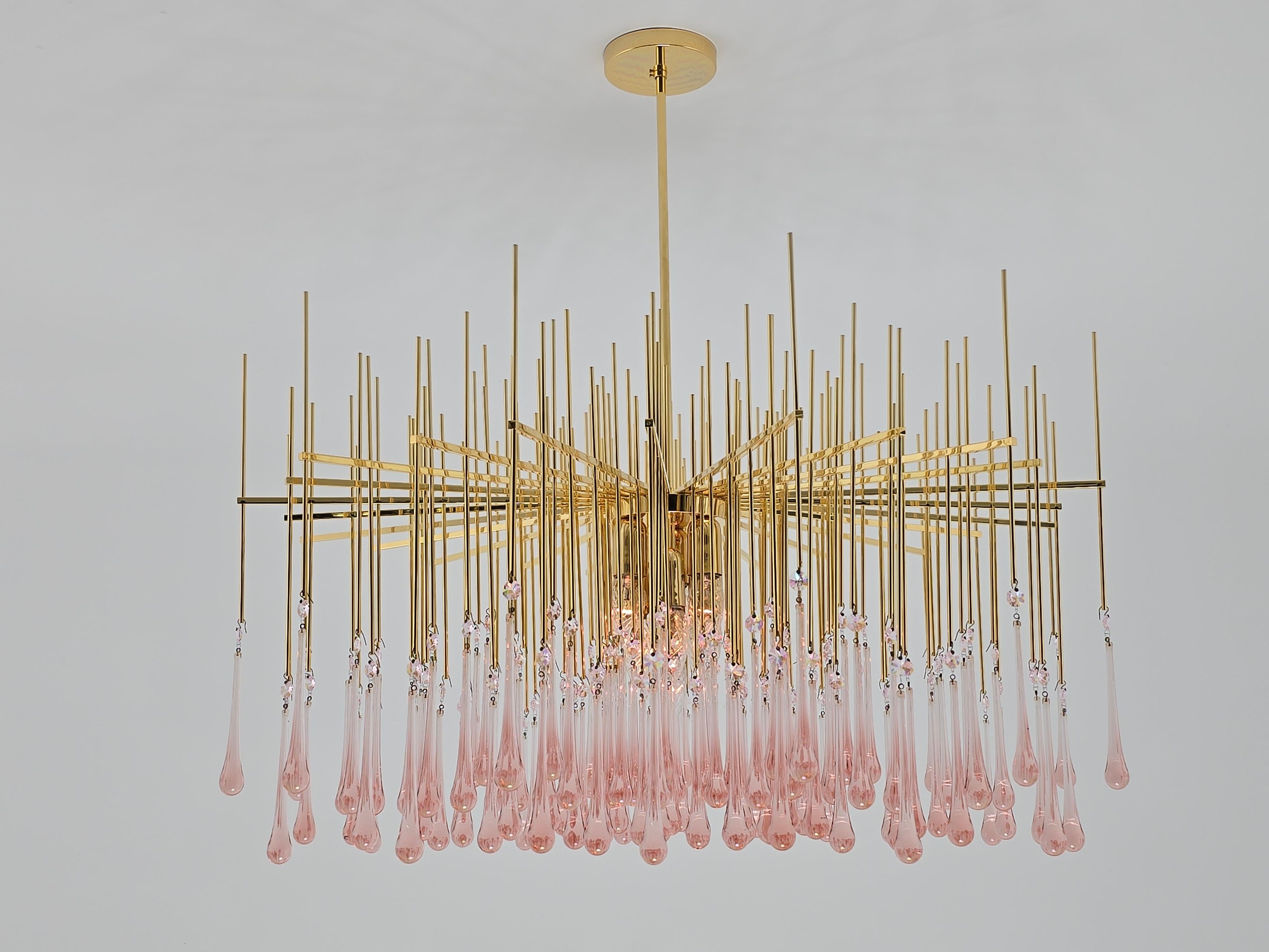 Sciolari Gold Plated Brass Chandelier with 144 glass teardrop 5
