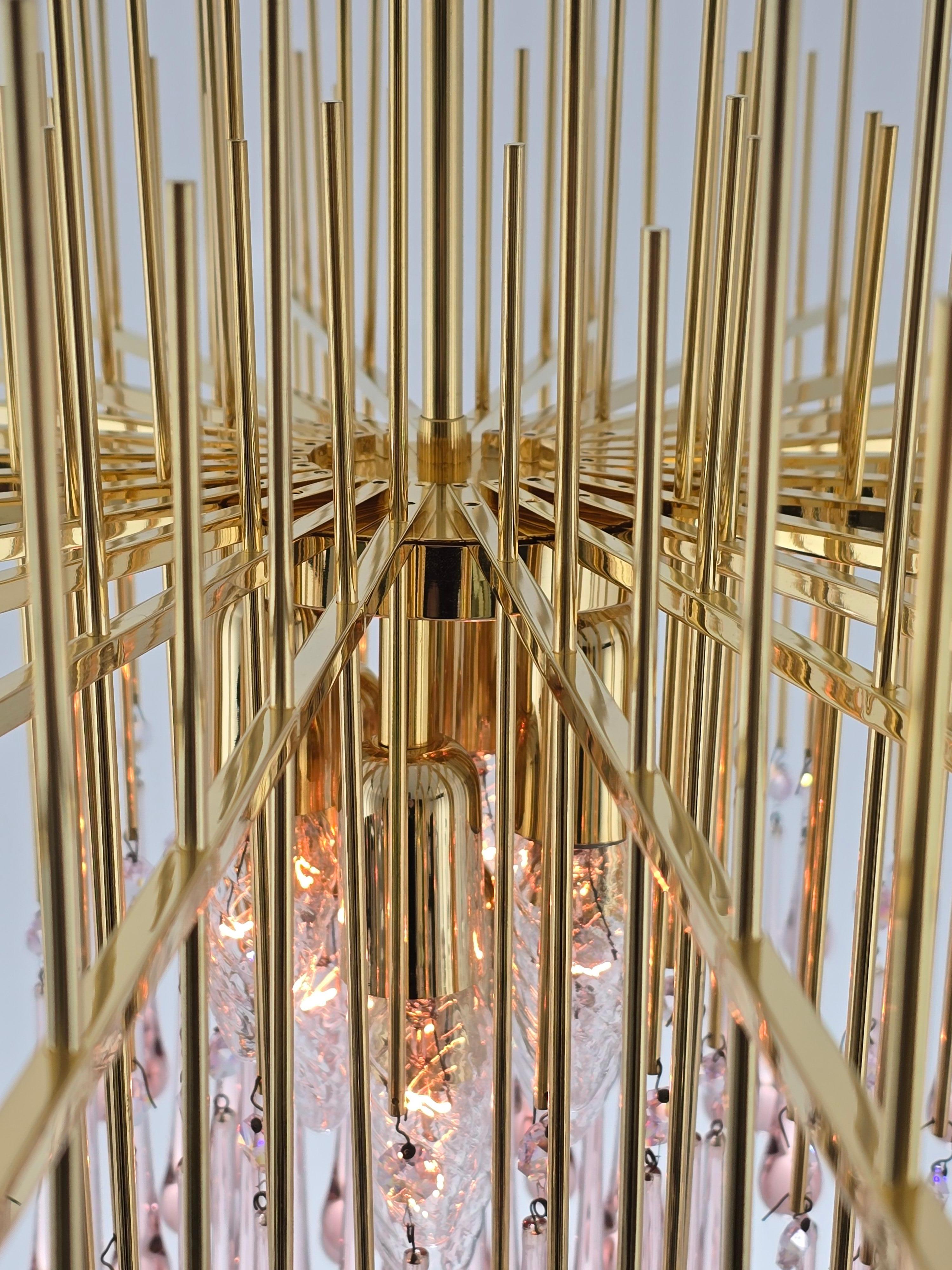 Sciolari Gold Plated Brass Chandelier with 144 glass teardrop 7