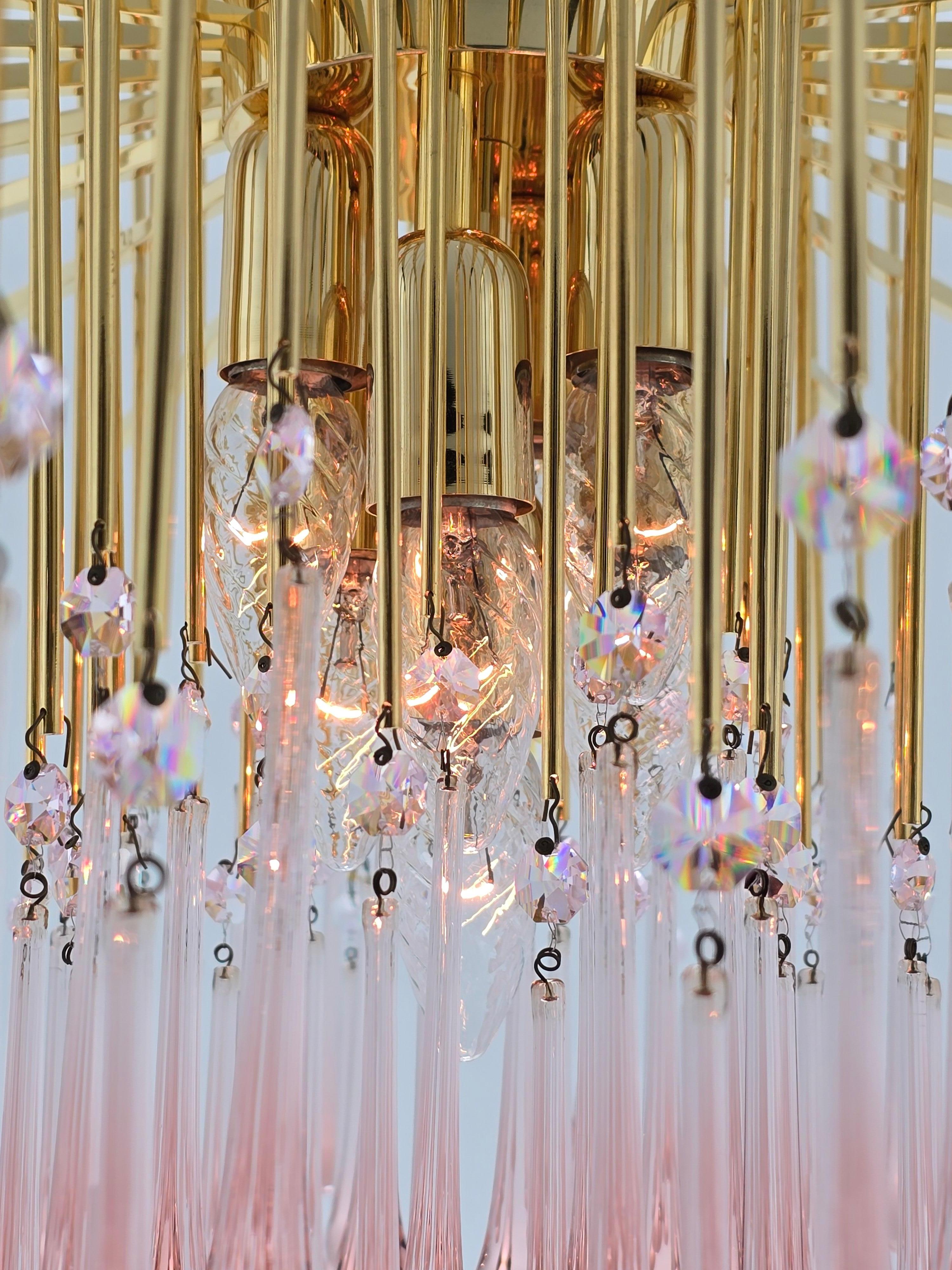 Sciolari Gold Plated Brass Chandelier with 144 glass teardrop 8