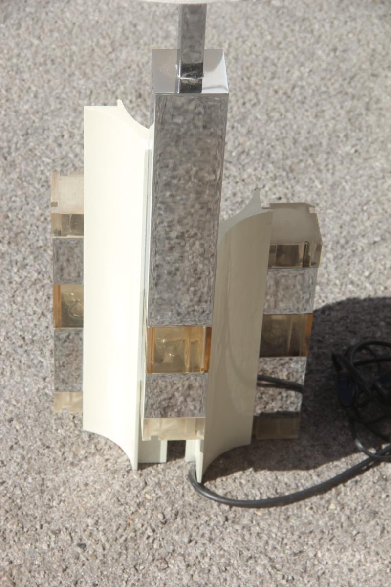 Sciolari Great Sculptural Cubic Table Lamp Silver White Minimal Razionalist 1970 For Sale 9