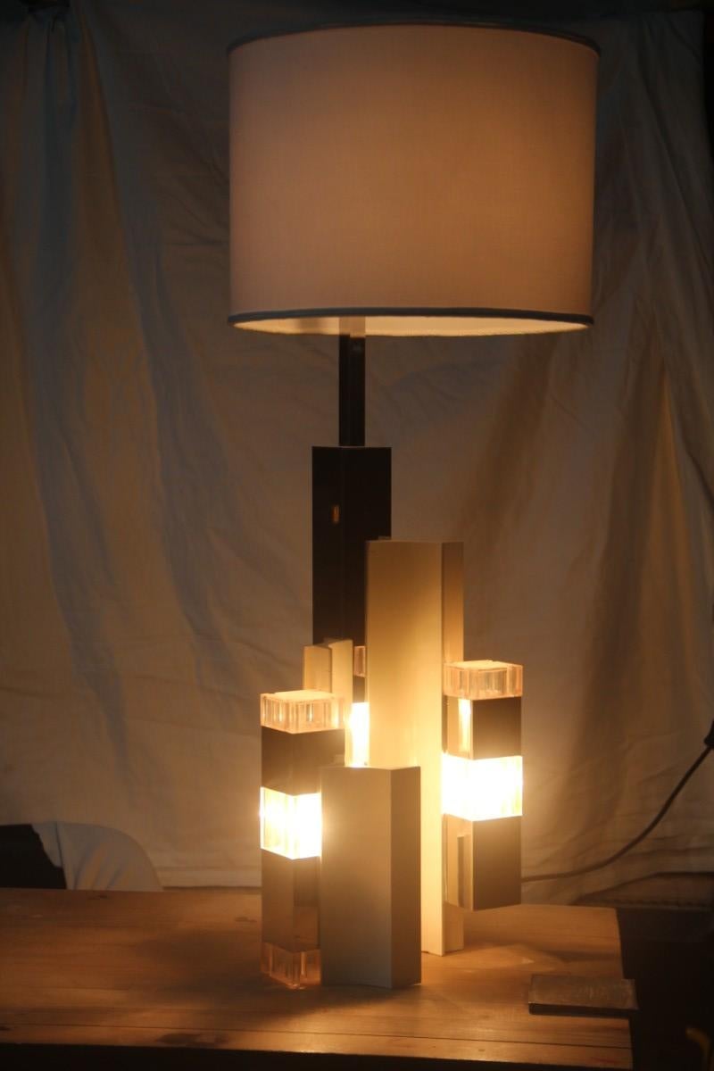 Sciolari Great Sculptural Cubic Table Lamp Silver White Minimal Razionalist 1970 For Sale 10