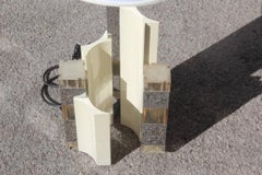 Sciolari Great Sculptural Cubic Table Lamp Silver White Minimal Razionalist 1970