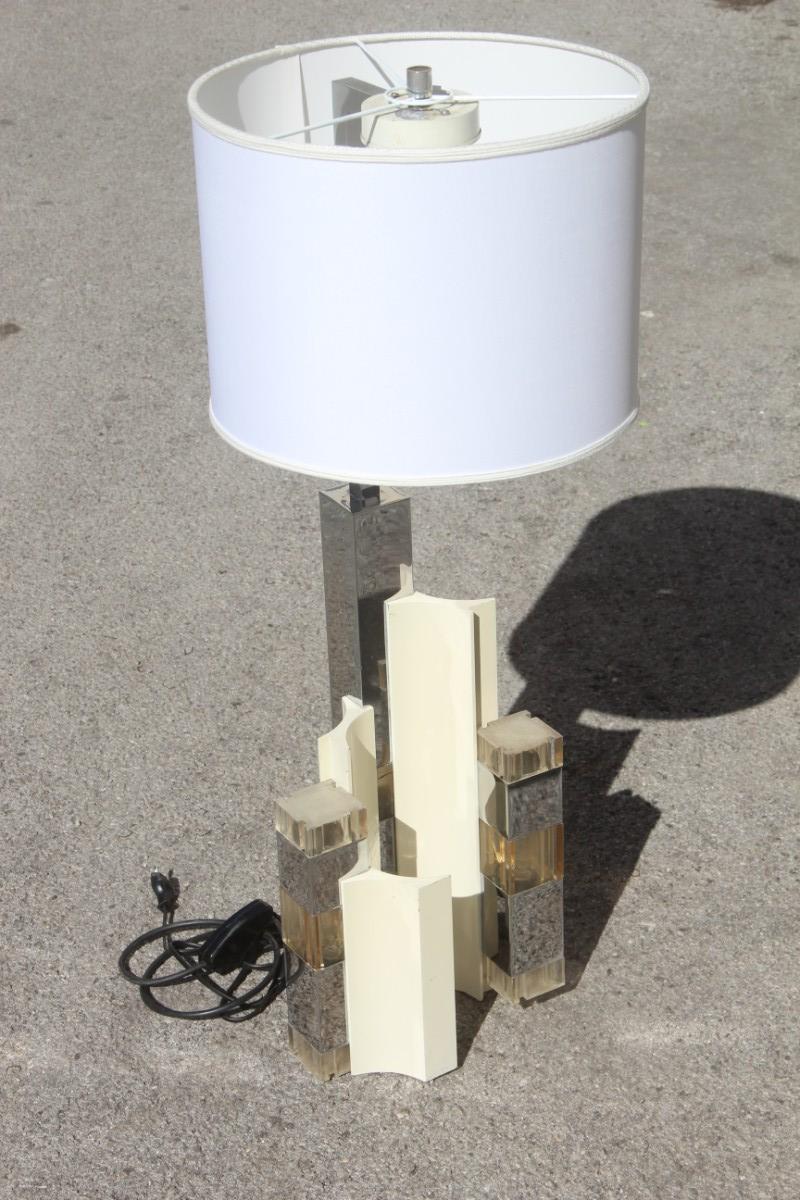 Sciolari Great Sculptural Cubic Table Lamp Silver White Minimal Razionalist 1970 For Sale 2