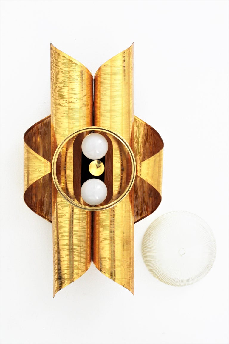 Sciolari Style Wall Sconce in Brass and Glass  For Sale 6