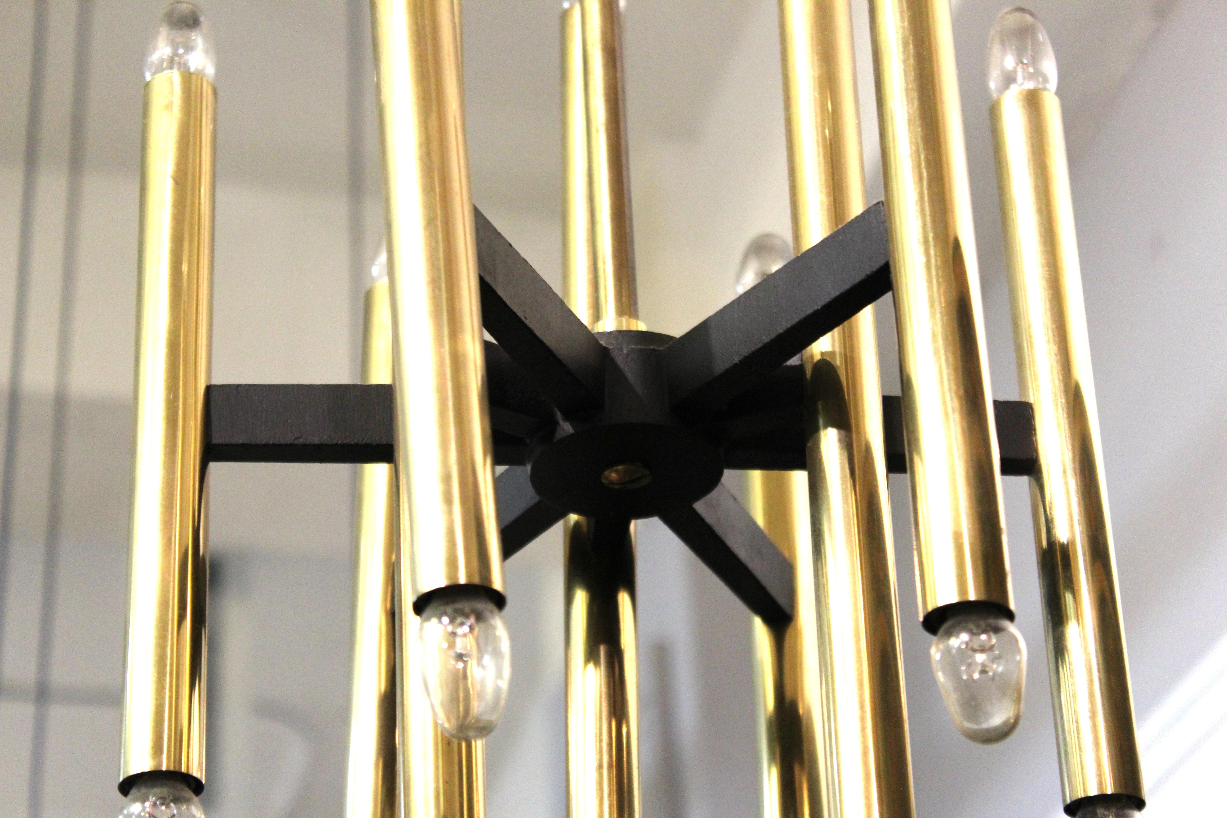 Sciolari Italian Modern Brass Ceiling Pendant Chandelier In Good Condition In New York, NY