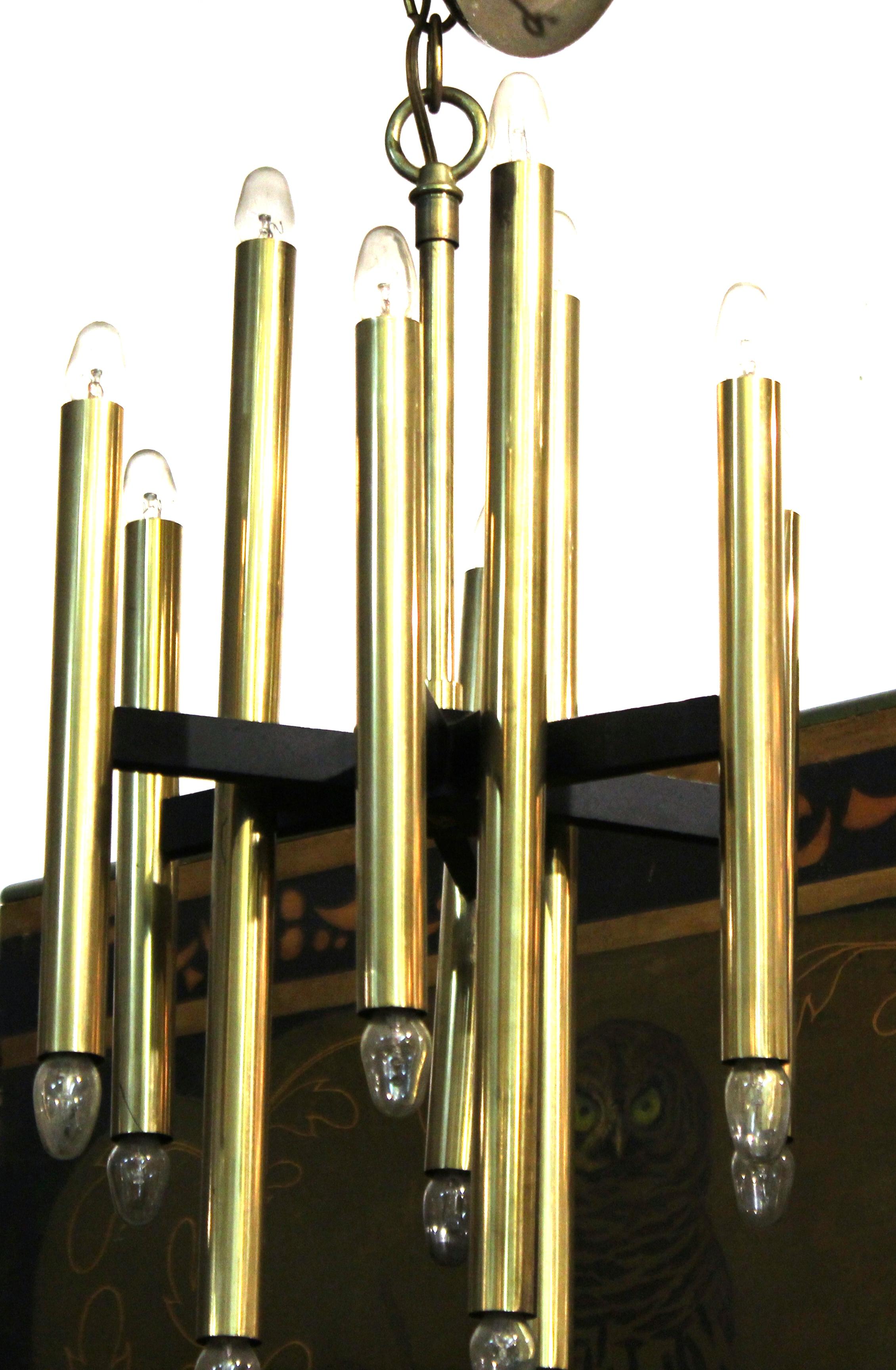 Late 20th Century Sciolari Italian Modern Brass Ceiling Pendant Chandelier