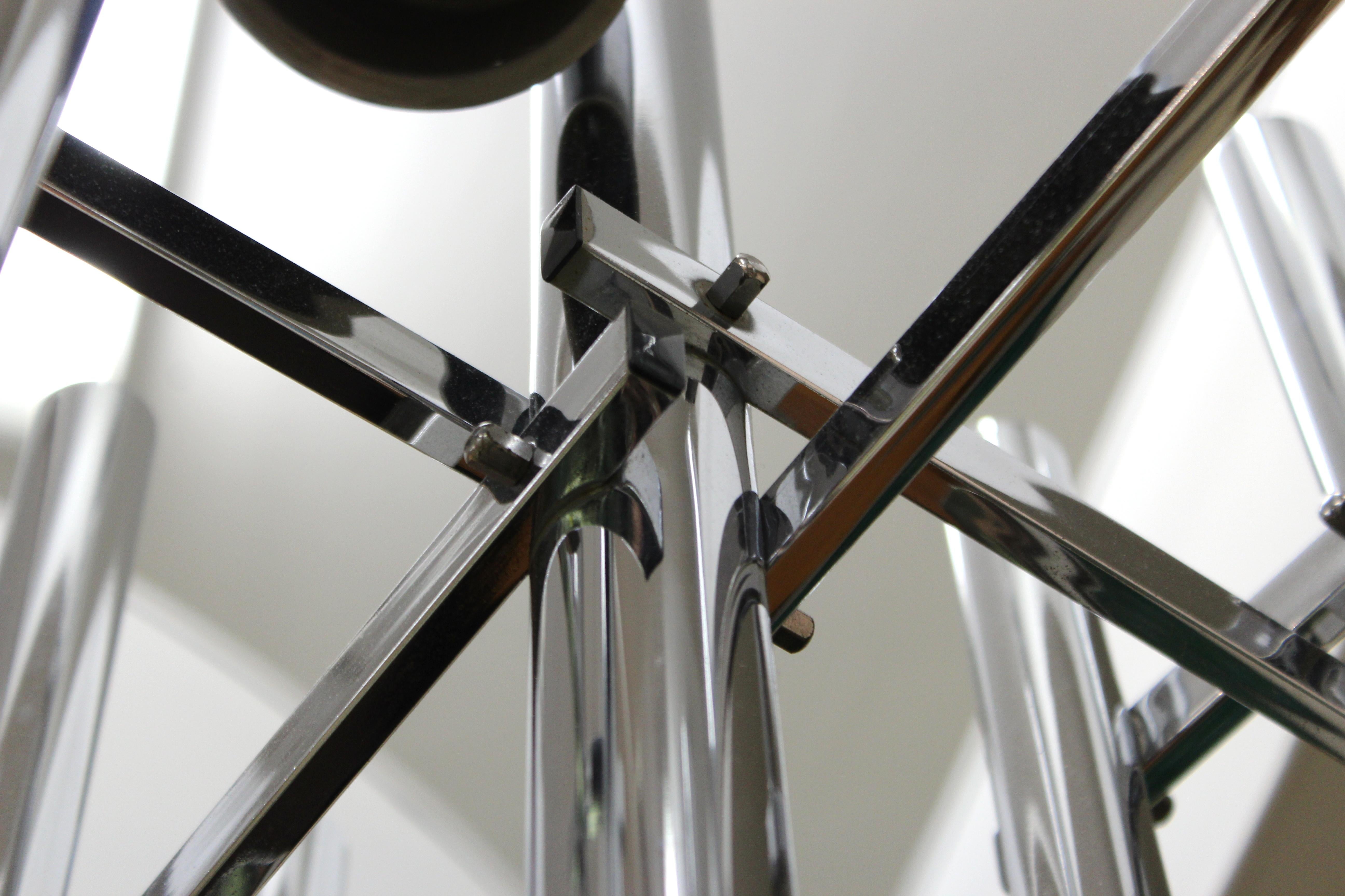Lampadario tubolare cromato in stile Gaetano Sciolari in vendita 3