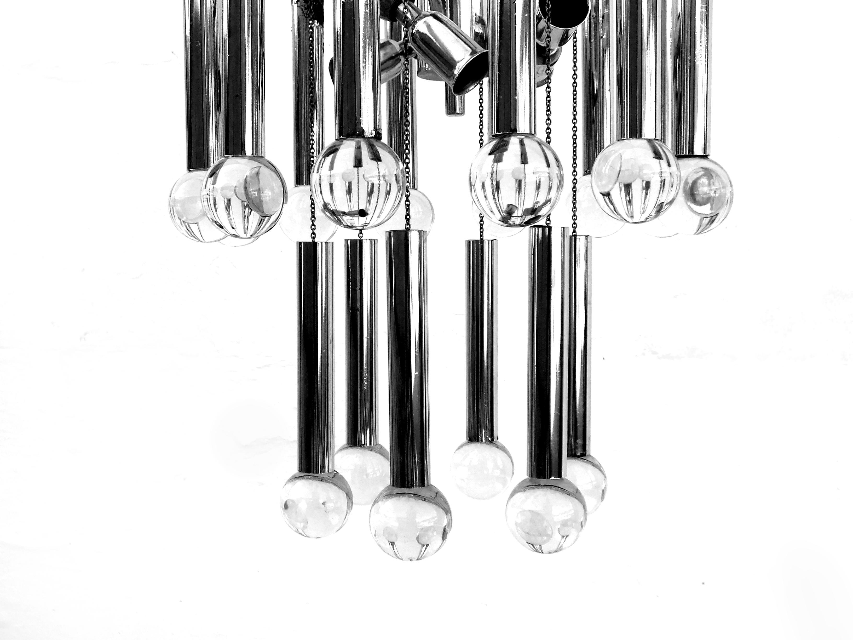 Space Age Sciolari Italy ceiling lamp crystal sphere space age design years '70 modernism For Sale