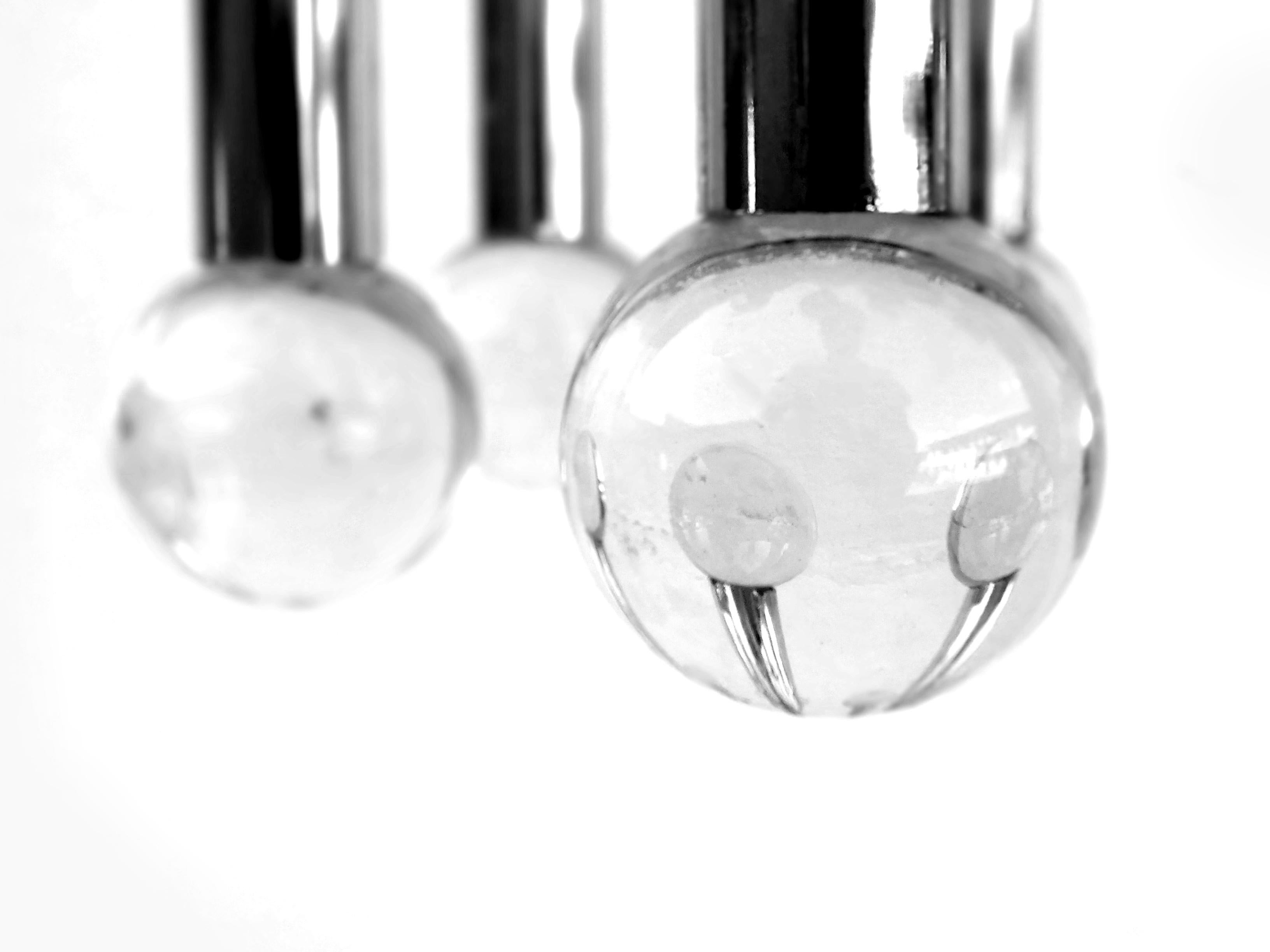 Late 20th Century Sciolari Italy ceiling lamp crystal sphere space age design years '70 modernism For Sale