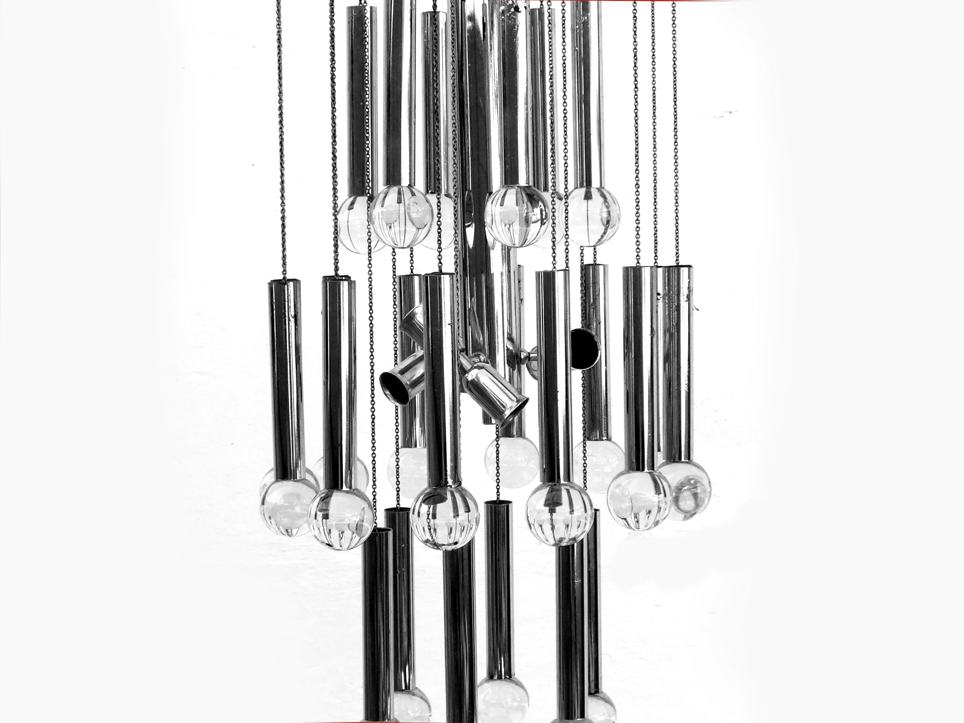 Metal Sciolari Italy ceiling lamp crystal sphere space age design years '70 modernism For Sale