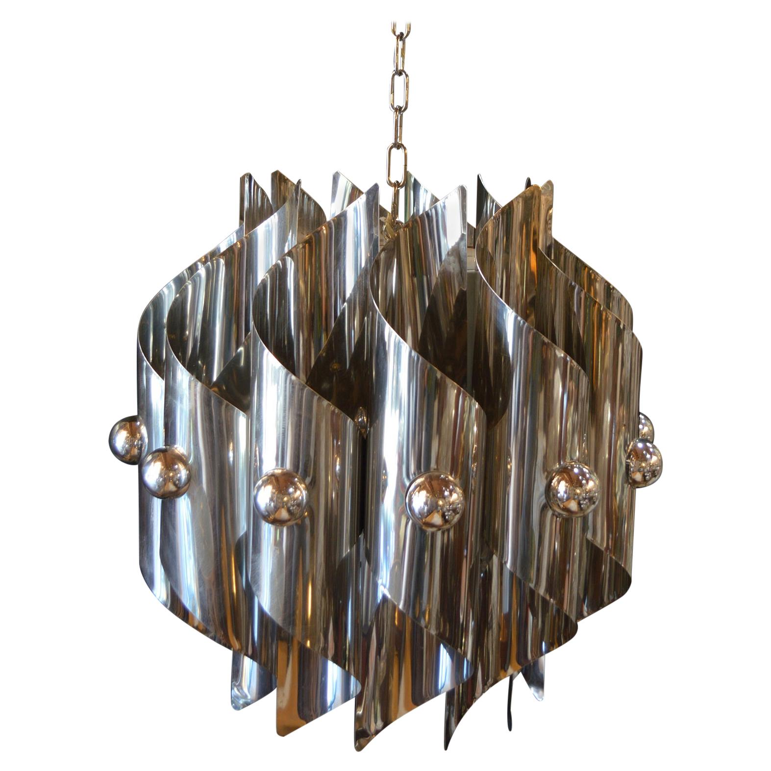 Sciolari Metal Plated 12 Lights Chandeliers, 1952 For Sale