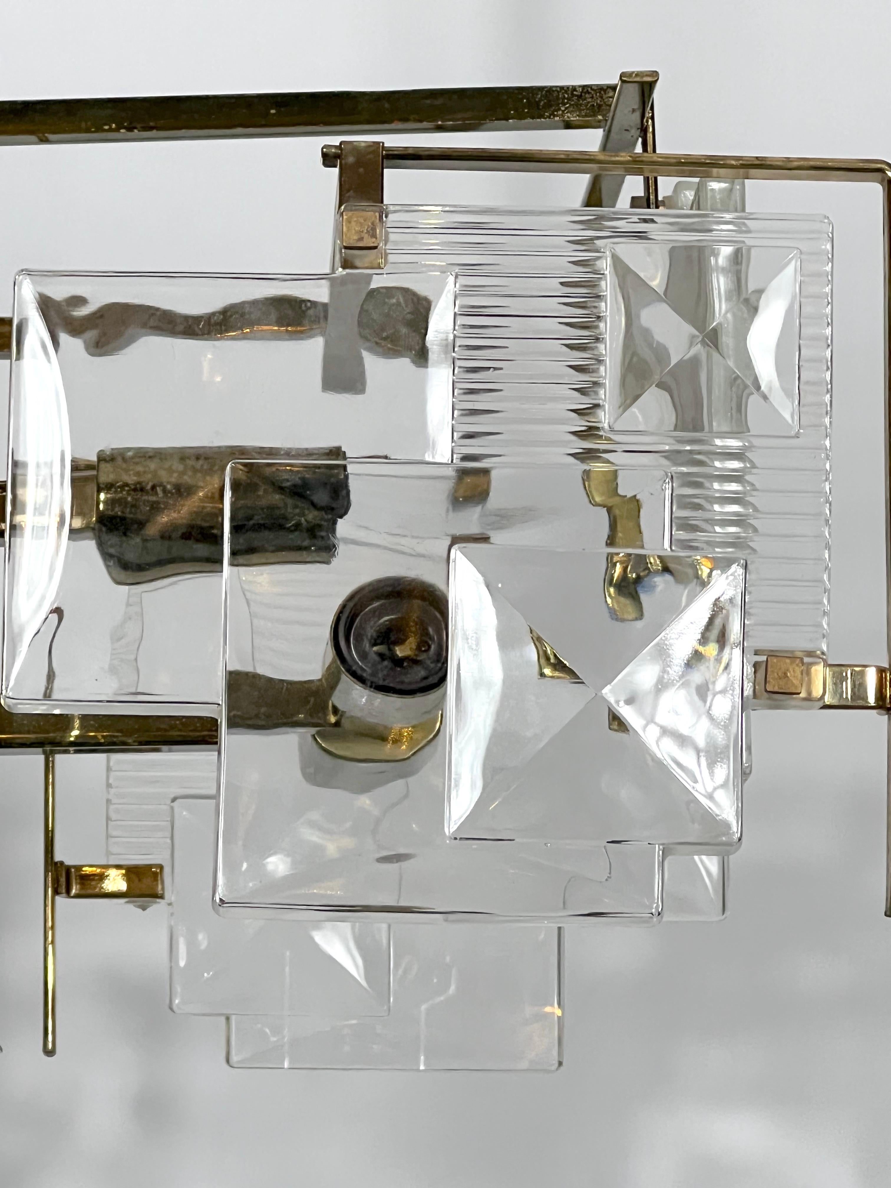 20th Century Sciolari, Mid-Century Modern Brass Chandelier, Italy 70s For Sale