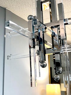 Sciolari Nickel and Lucite Modern Chandelier, 1970s