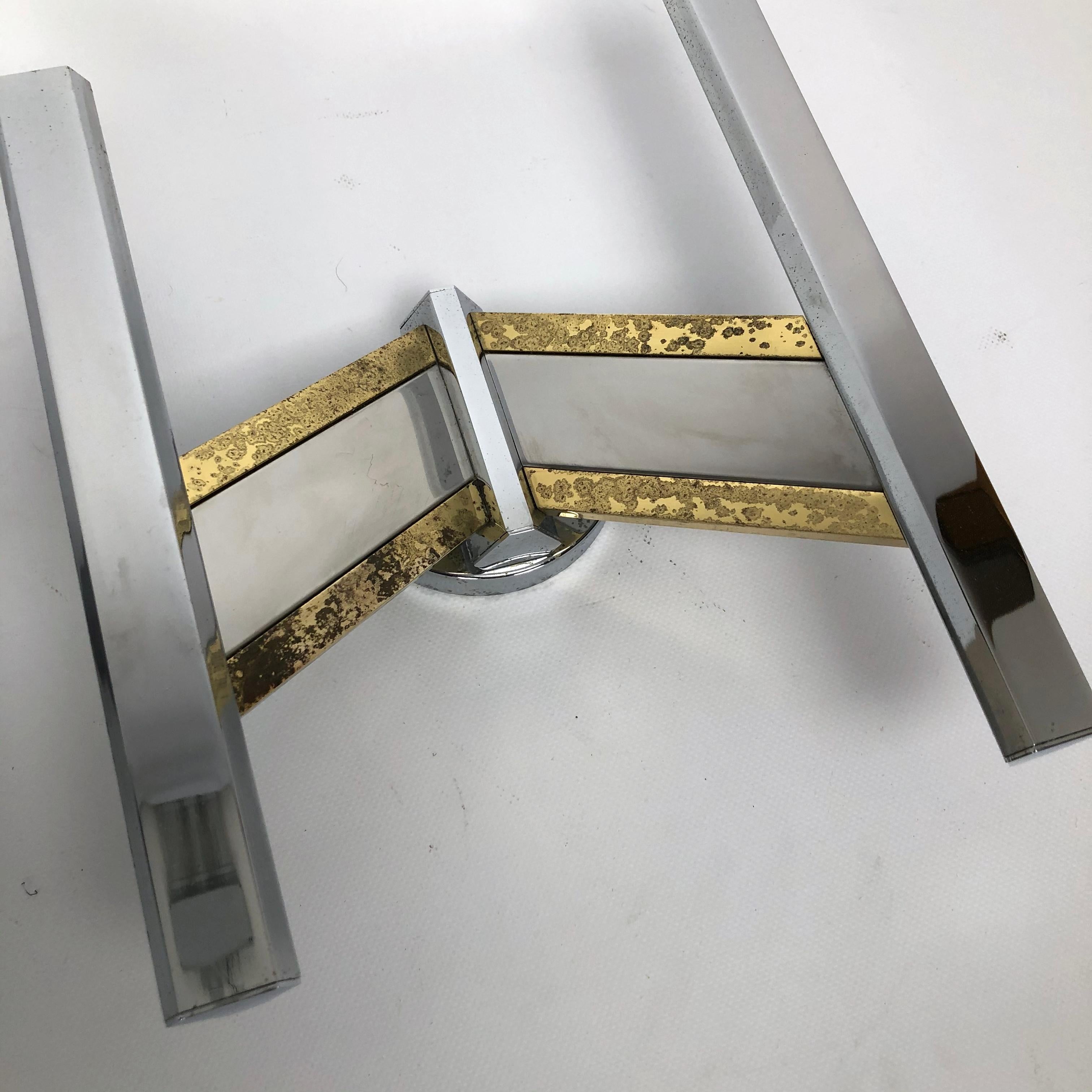 Sciolari, Pair of Large Brass and Chrome Sconces from 70s For Sale 9