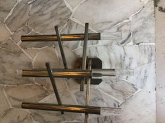 Sciolari Apliques Metal Nikel Plexiglás, 1970, Italia