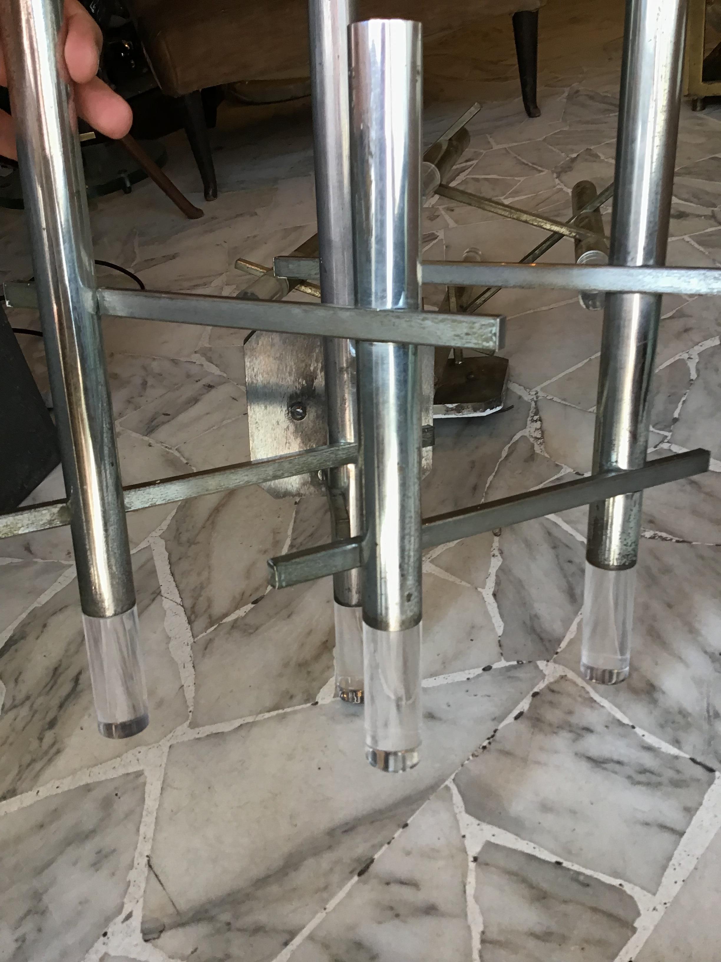 italien Appliques Sciolari Metal Nikel Plexiglas, 1970, Italie en vente