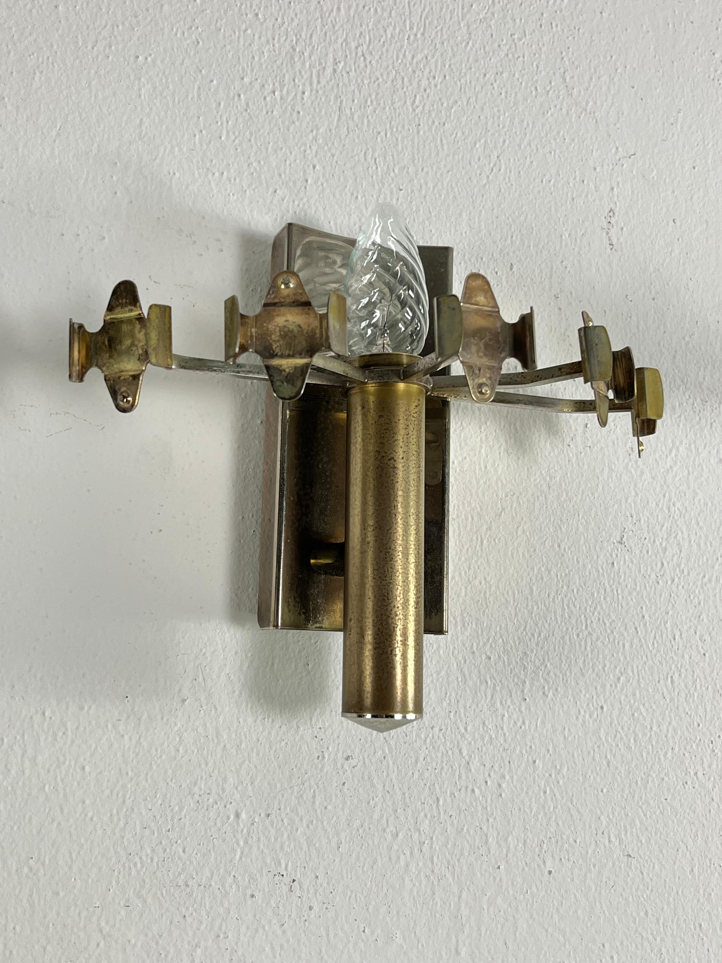 Sciolari, Set di 2 lampade da parete in vetro di Murano e ottone del metà del secolo scorso, anni '60 in vendita 10