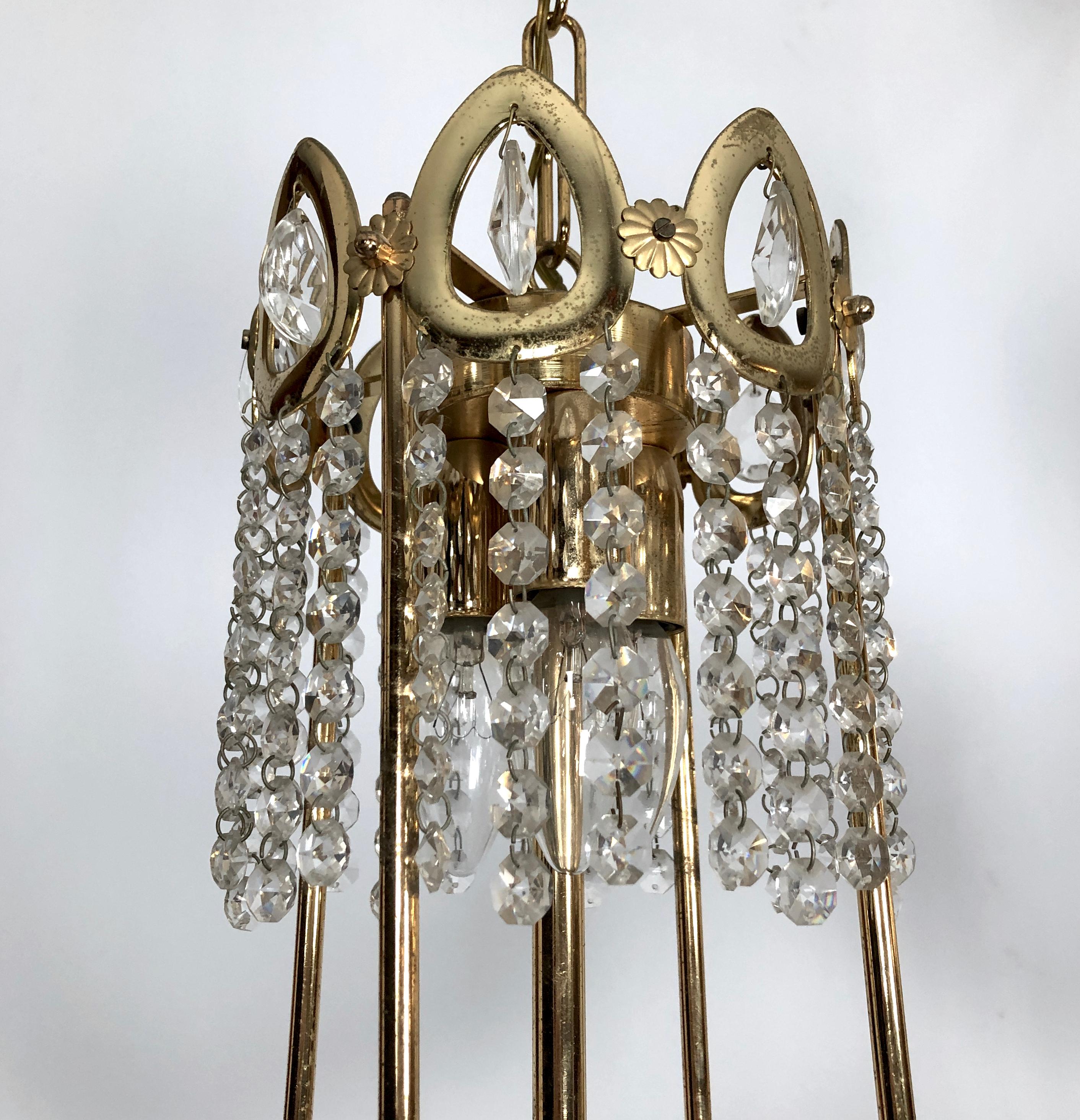 Sciolari, Set of Two Gild and Crystal Chandeliers from 70s For Sale 5