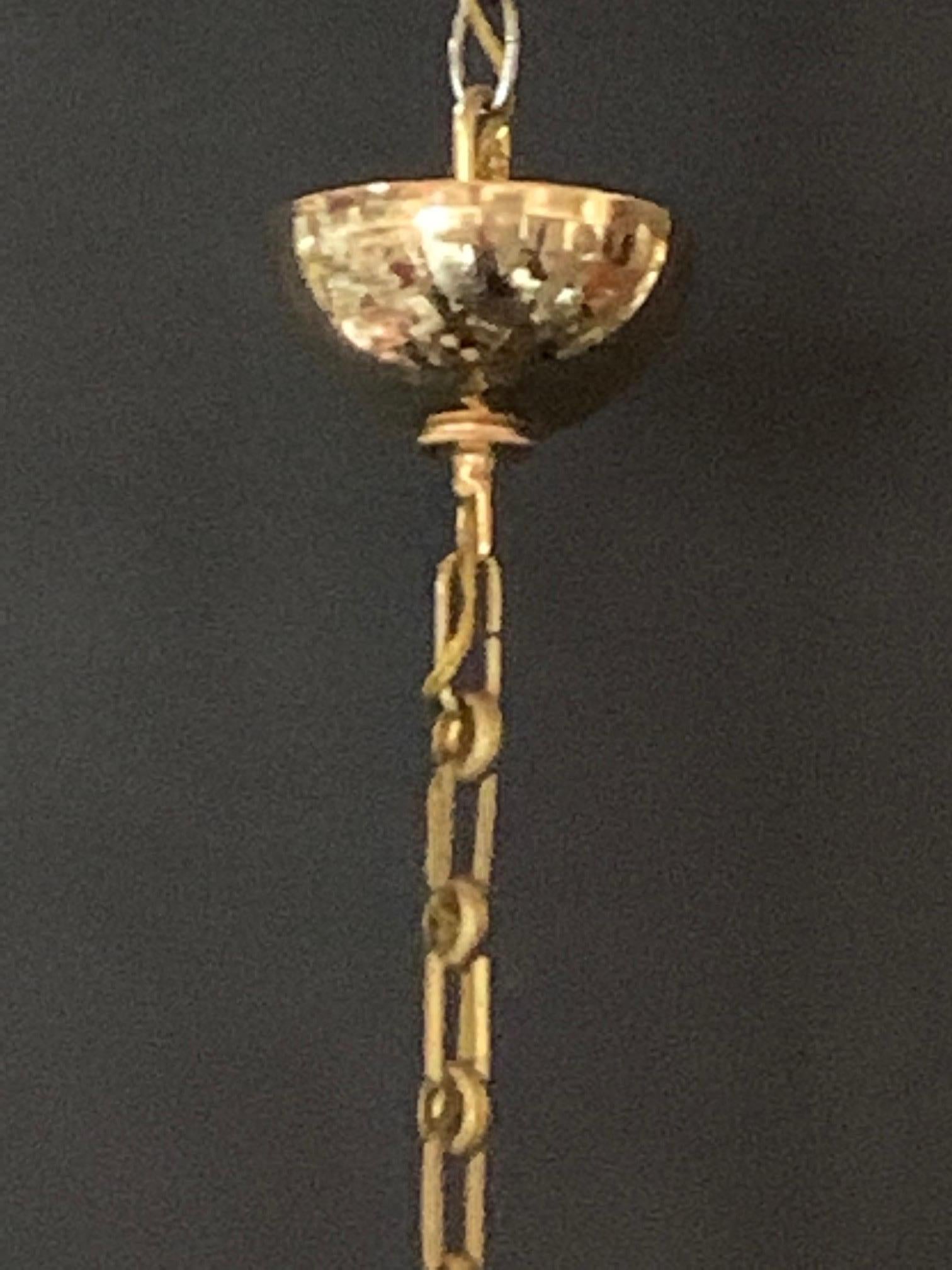 Laiton Lustre Sciolari à six lumières en laiton plaqué or et verre cristal en vente