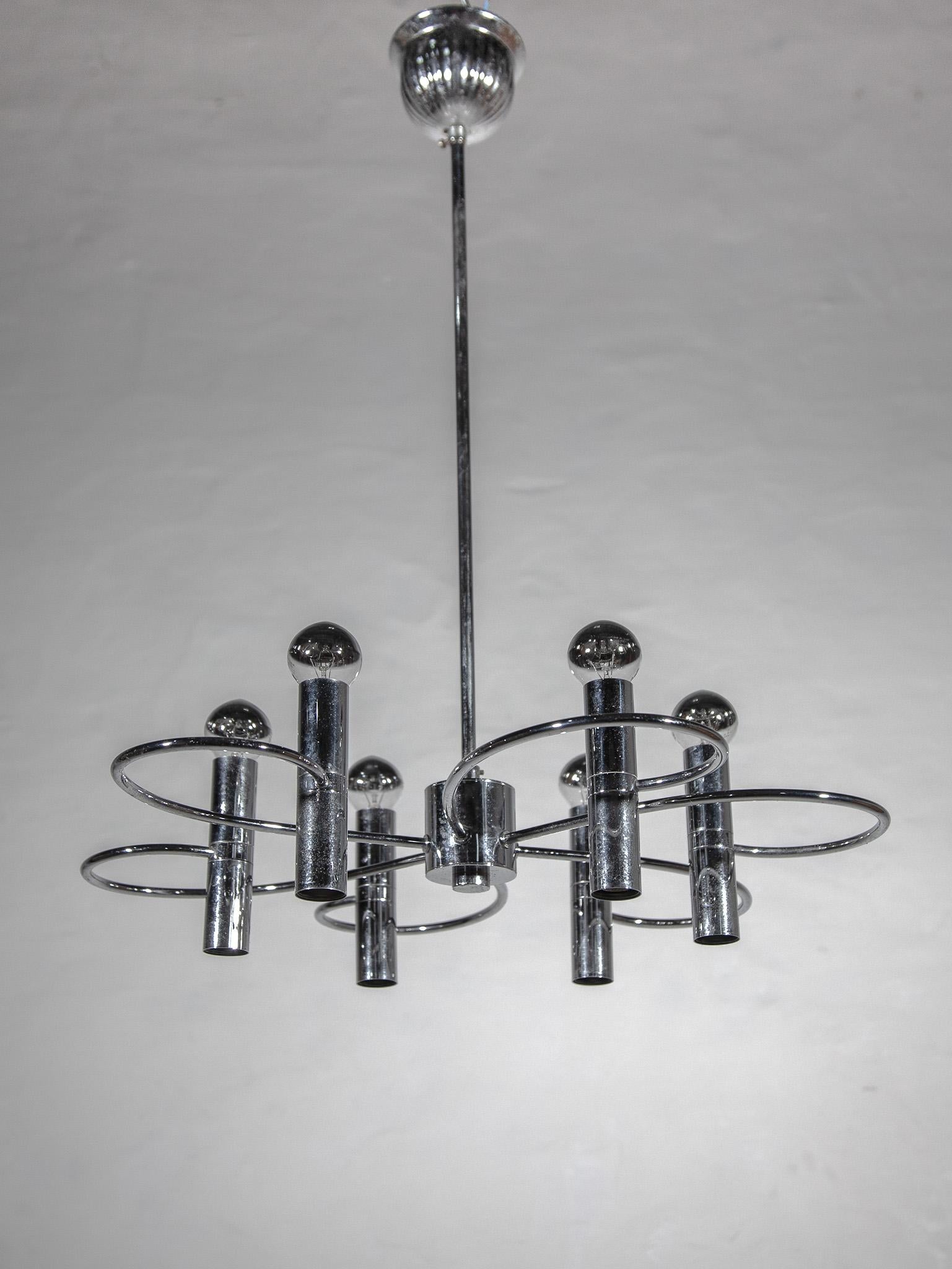 Mid-Century moderno Lampadario Sciolari Spider Chrome, anni '60 in vendita
