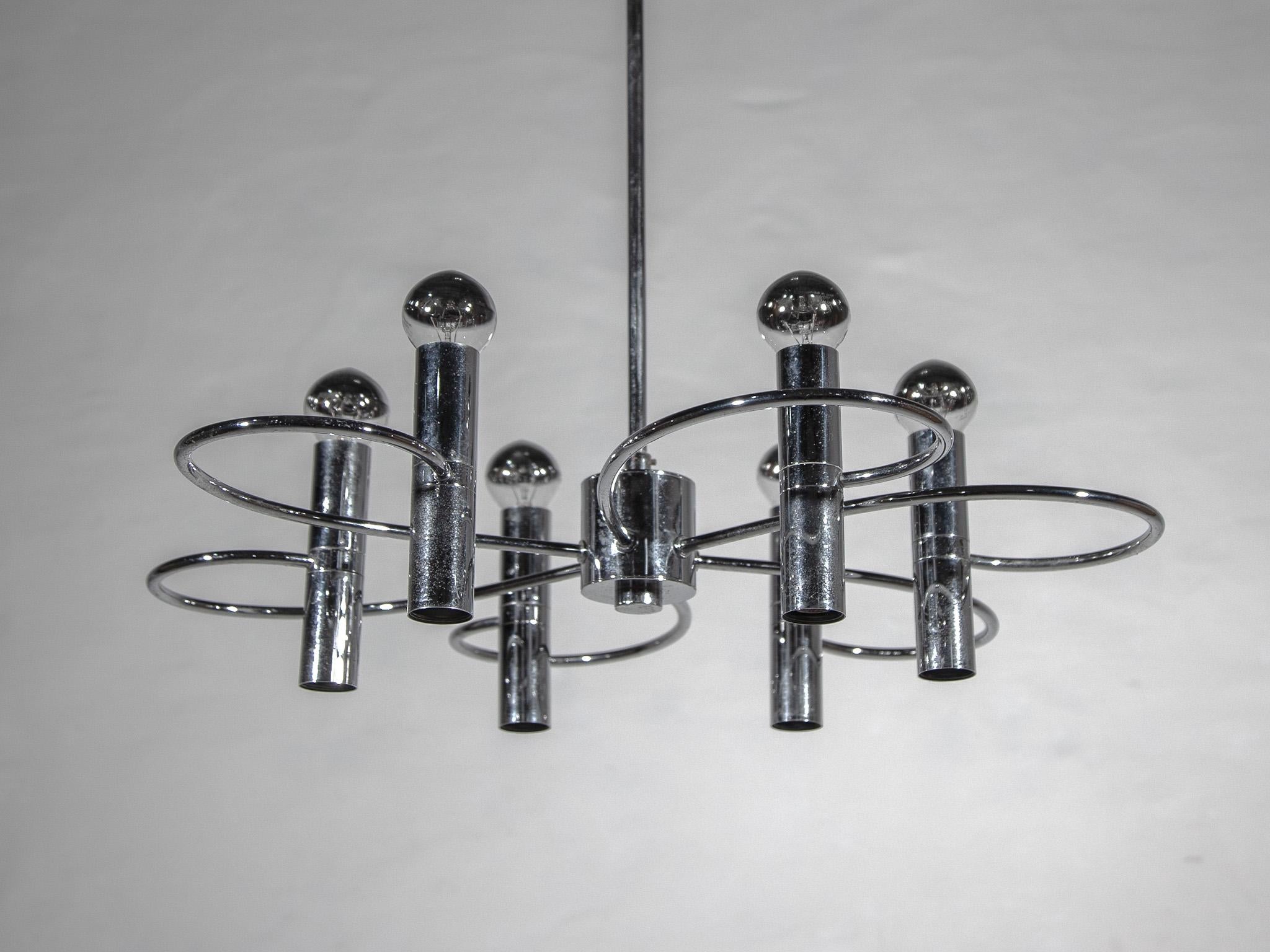 Italiano Lampadario Sciolari Spider Chrome, anni '60 in vendita