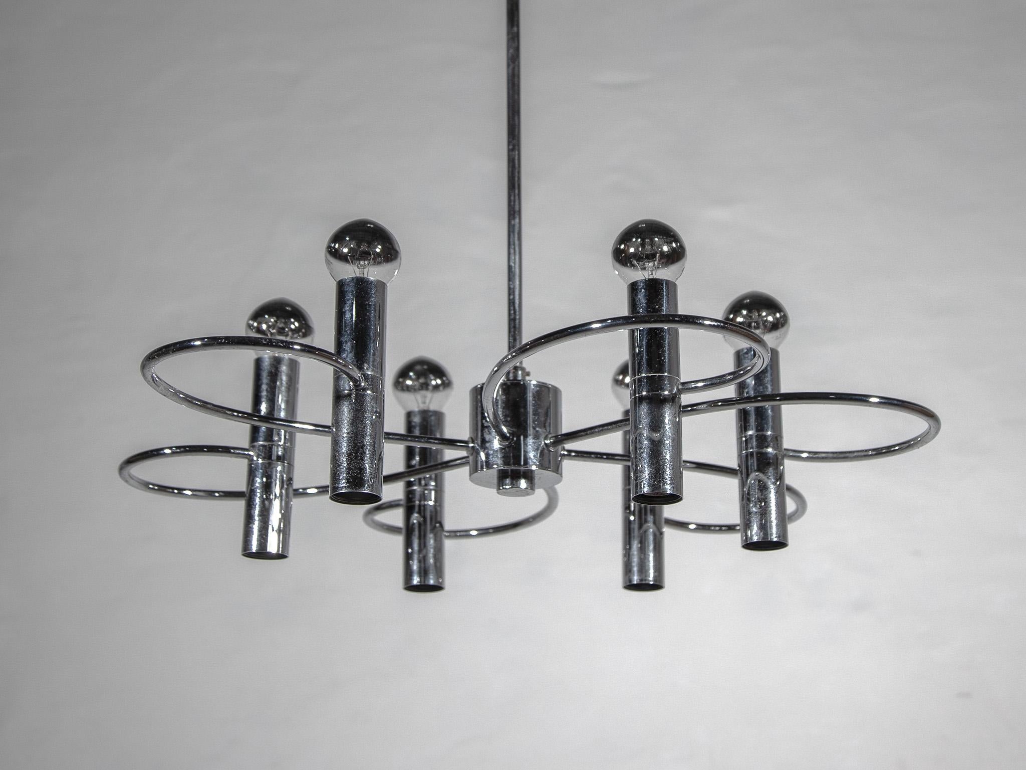 Italian Sciolari Spider Chrome Chandelier, 1960s For Sale