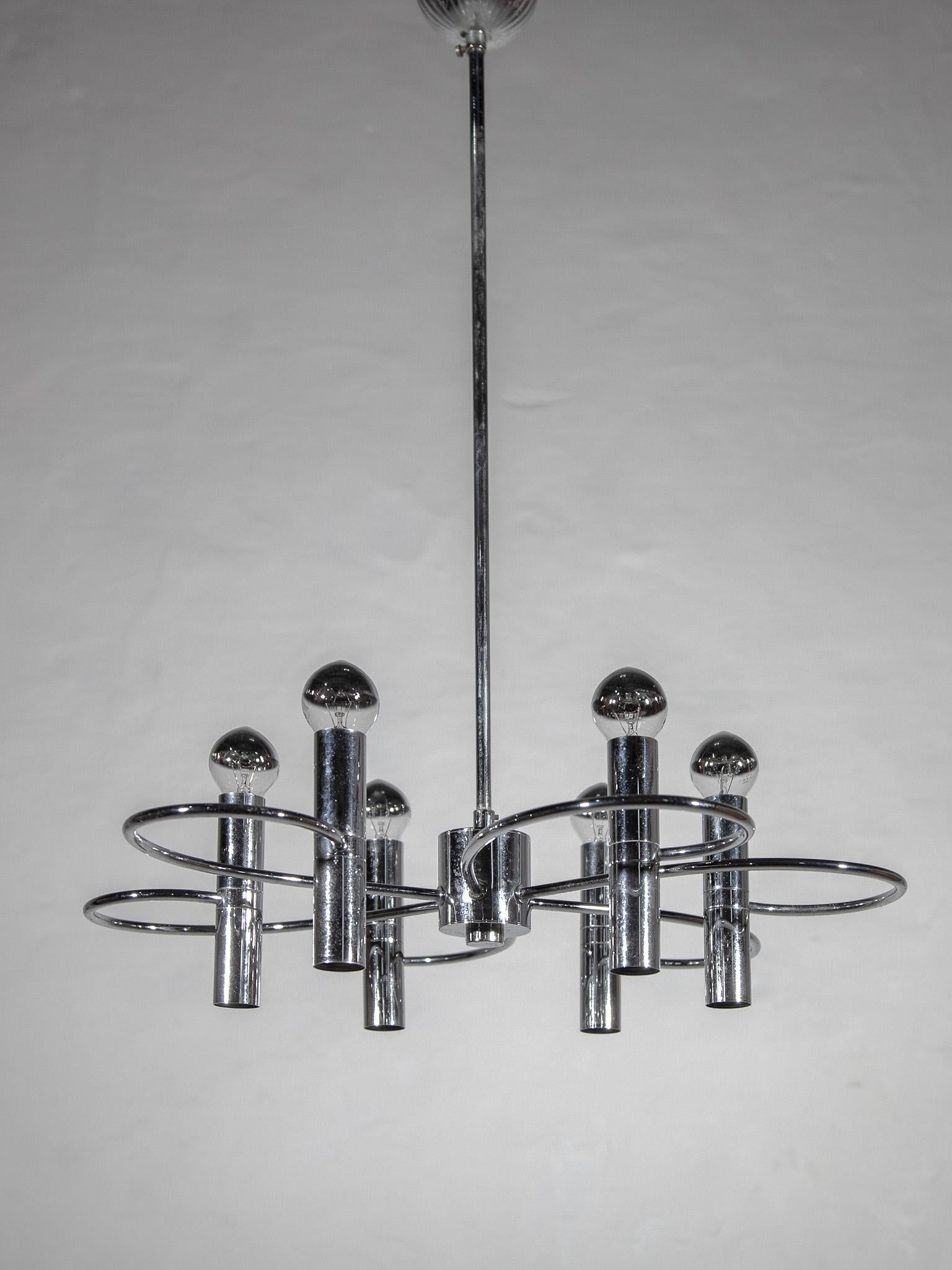 Mid-20th Century Sciolari Spider Chrome Chandelier, 1960s For Sale