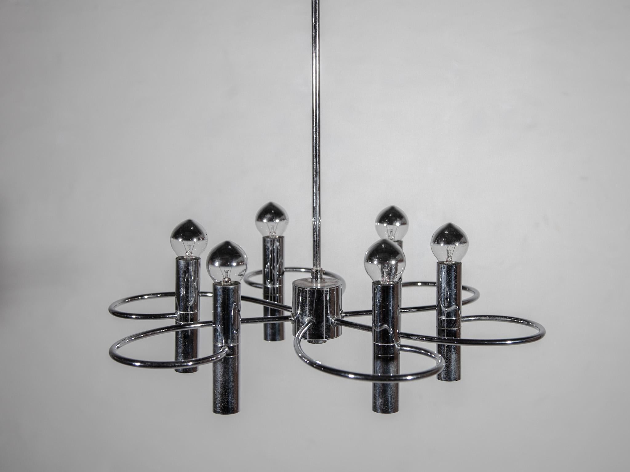 Cromo Lampadario Sciolari Spider Chrome, anni '60 in vendita