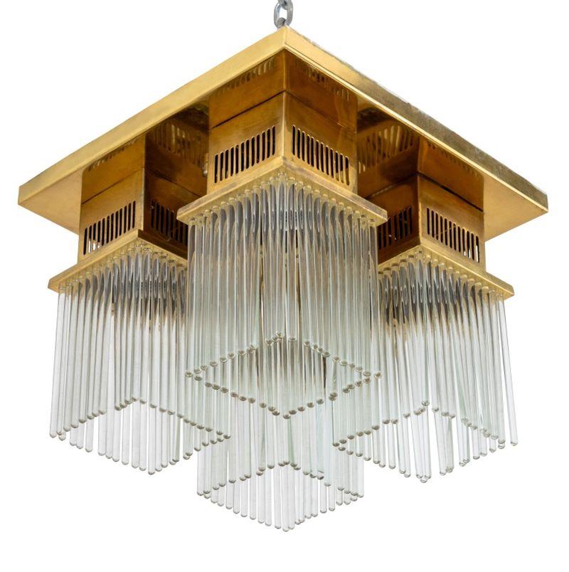 Lampada a stelo in ottone e vetro in stile Gaetano Sciolari. 10,75