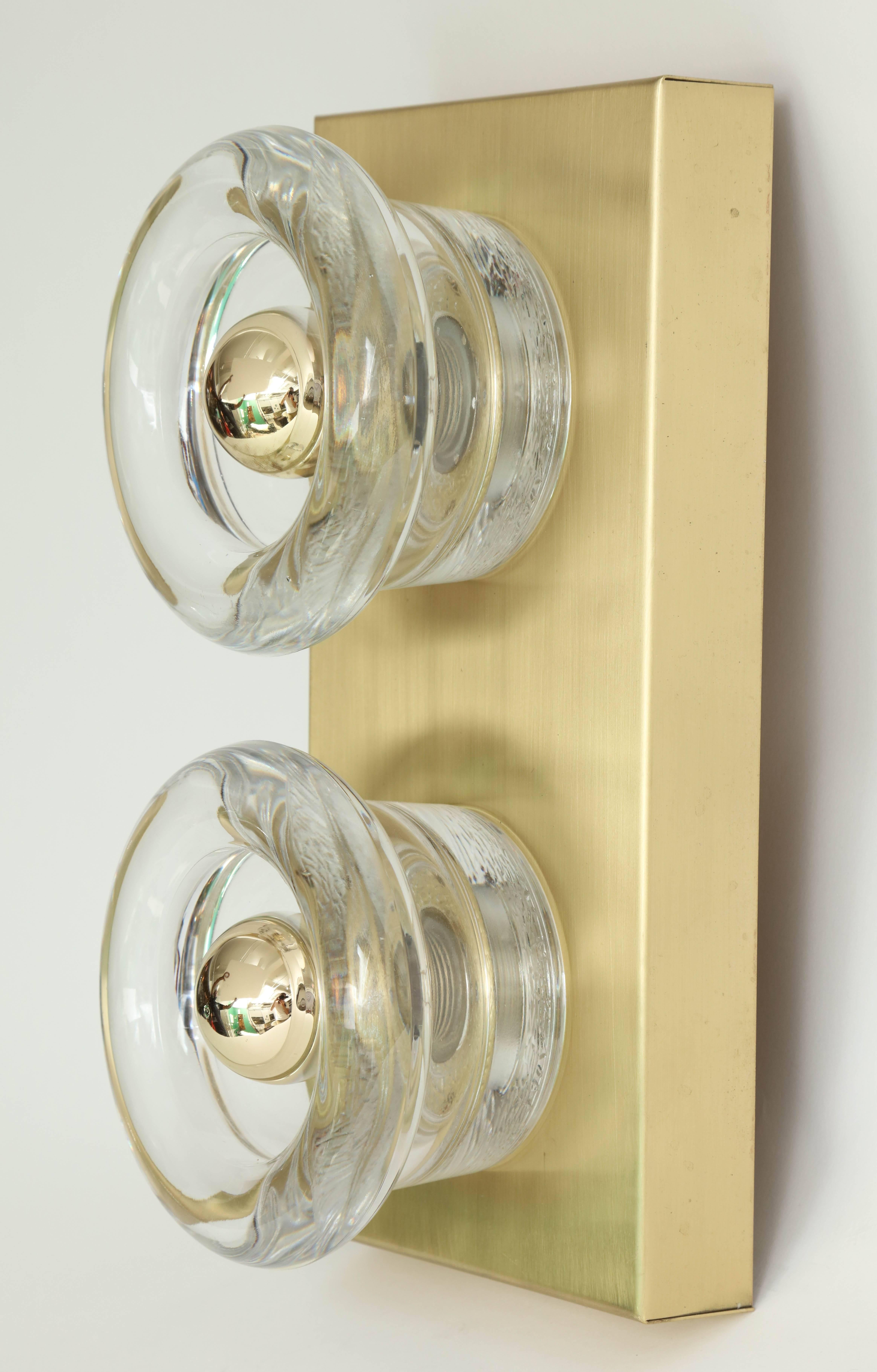 German Sciolari Style Brass and Glass Sconces by Cosack