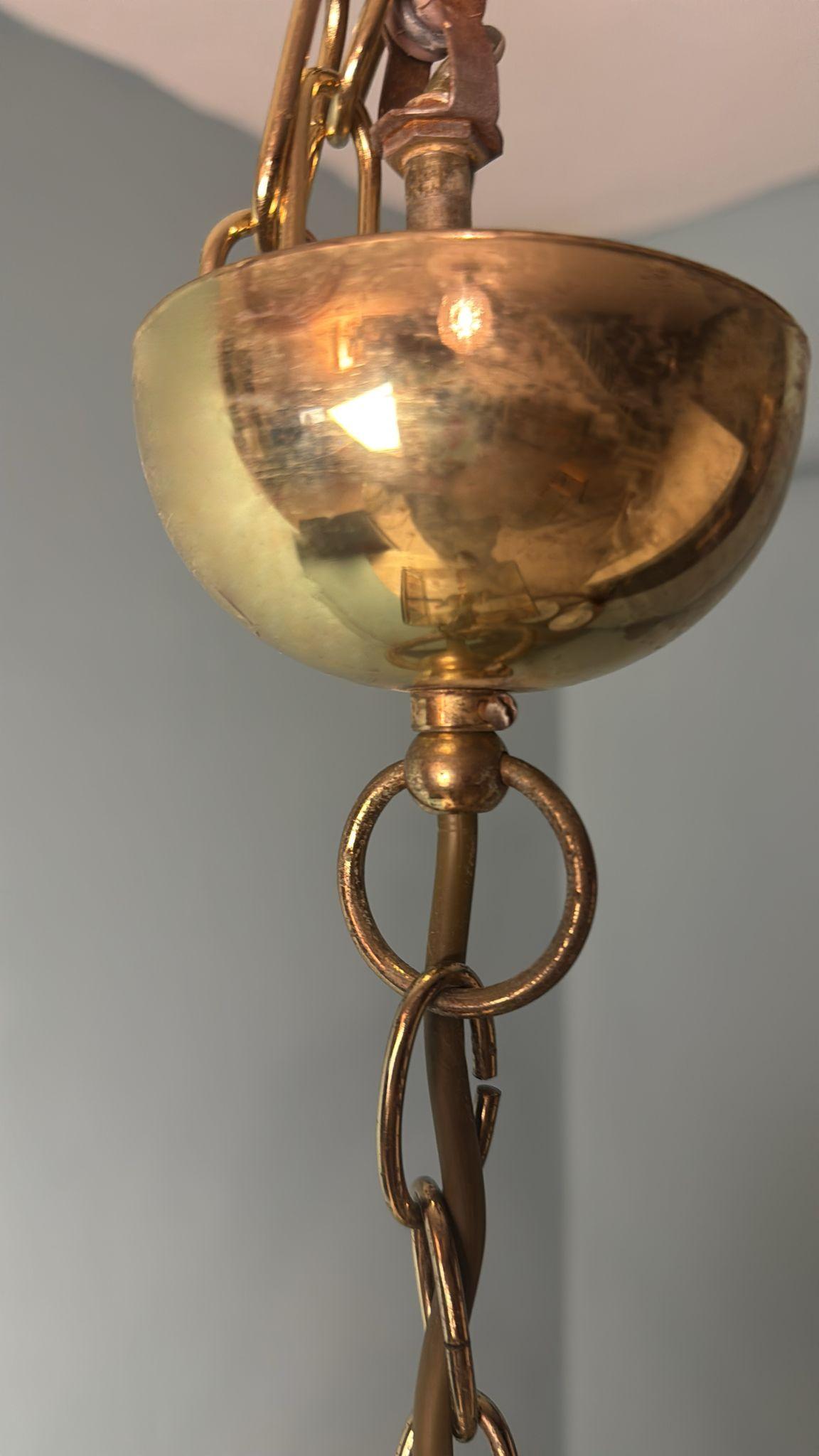 Sciolari Style Italian Modernist Brass Chandelier With Beveled Smoked Glass For Sale 14