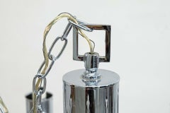 Sciolari Style Vintage Chrome and Lucite Chained Chandelier Light Fixture