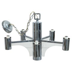 Vintage-Kronleuchter-Leuchte im Sciolari-Stil aus Chrom und Lucite mit gebeiztem Lucite
