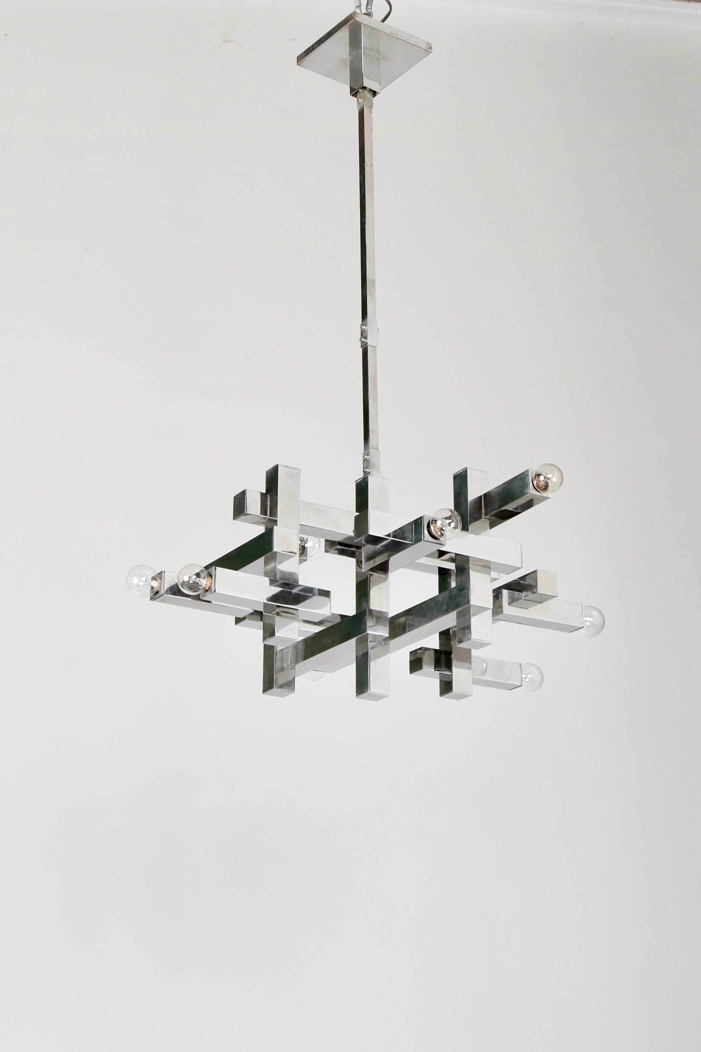 Metal Sciolari Suspension Lamp, Italian Design 70s