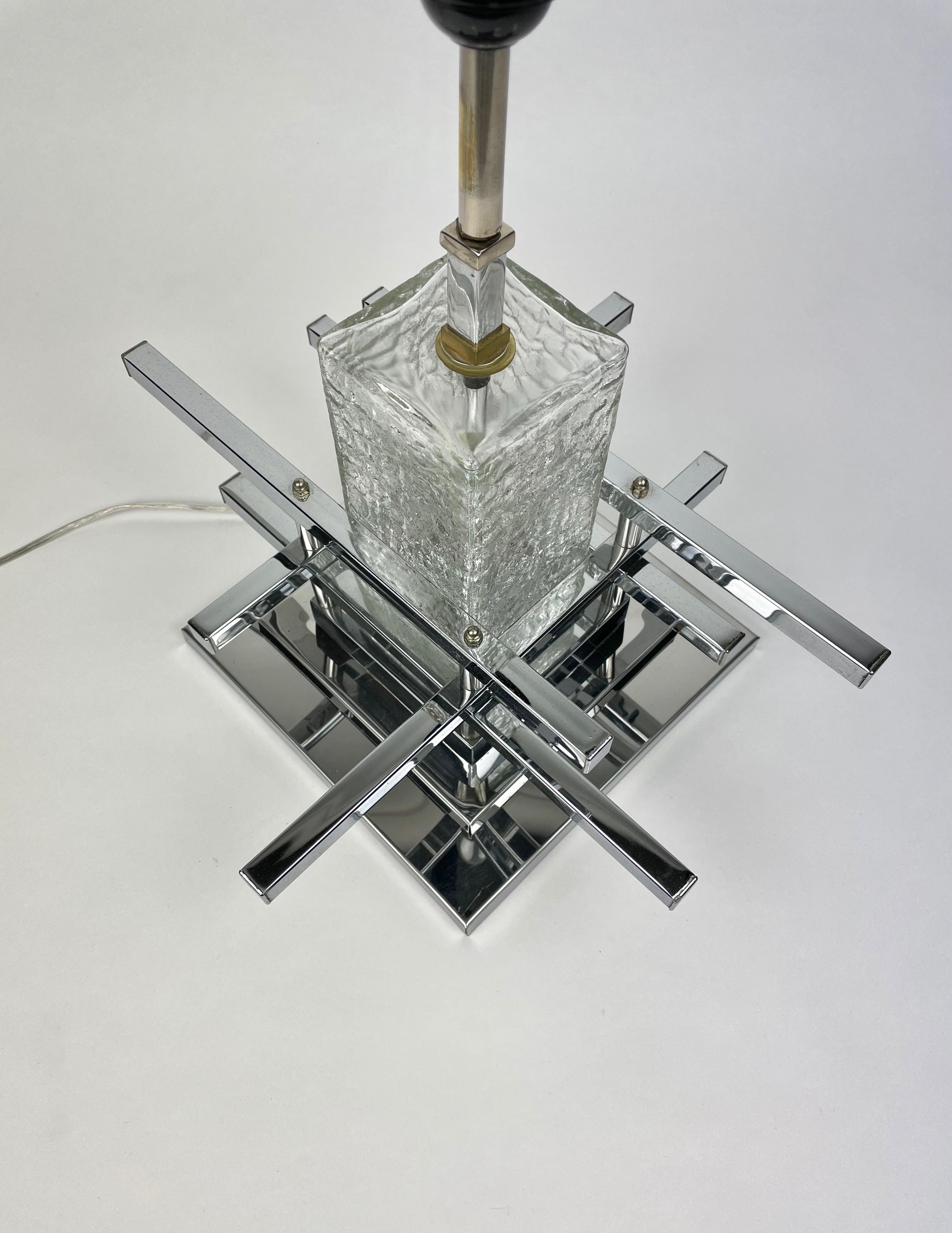 Sciolari Table Lamp Metric Chrome and Glass, Italy, 1970s For Sale 1
