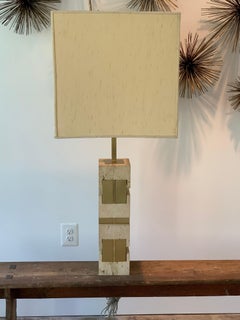 Sciolari Travertine and Brass Table Lamp