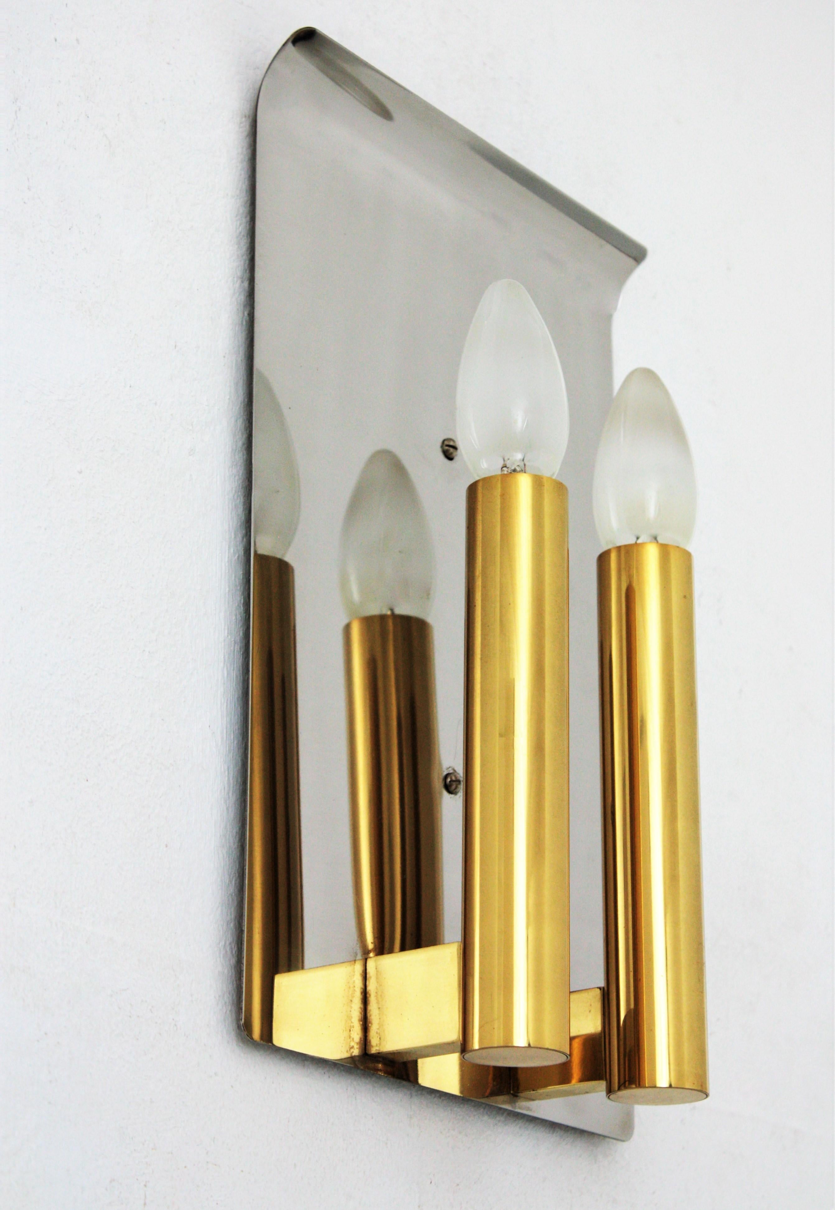 Sciolari Wall Sconce in Brass and Steel, Italy, 1960s For Sale 4