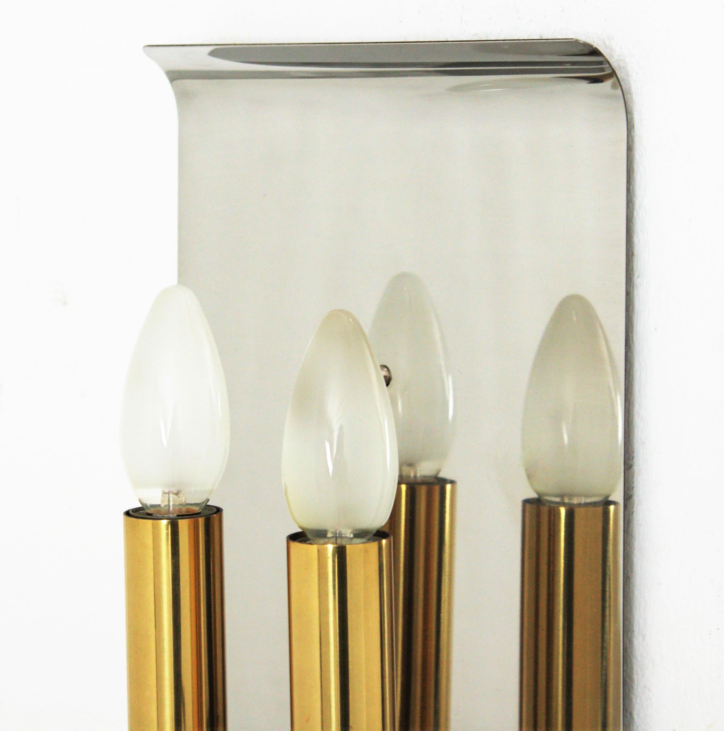 Italian Sciolari Wall Sconce in Brass and Steel, Italy, 1960s For Sale