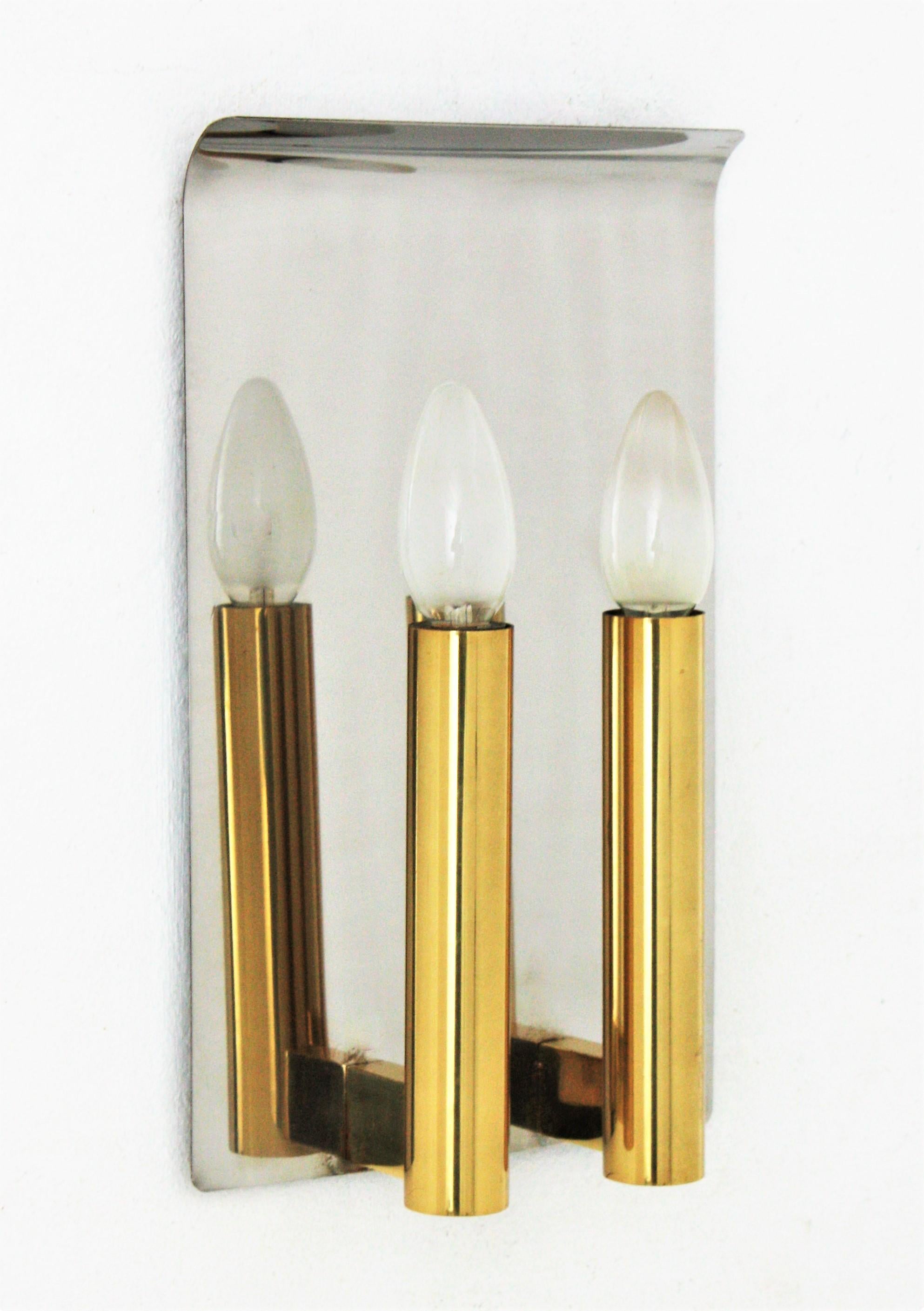 Sciolari Wall Sconce in Brass and Steel, Italy, 1960s In Good Condition For Sale In Barcelona, ES