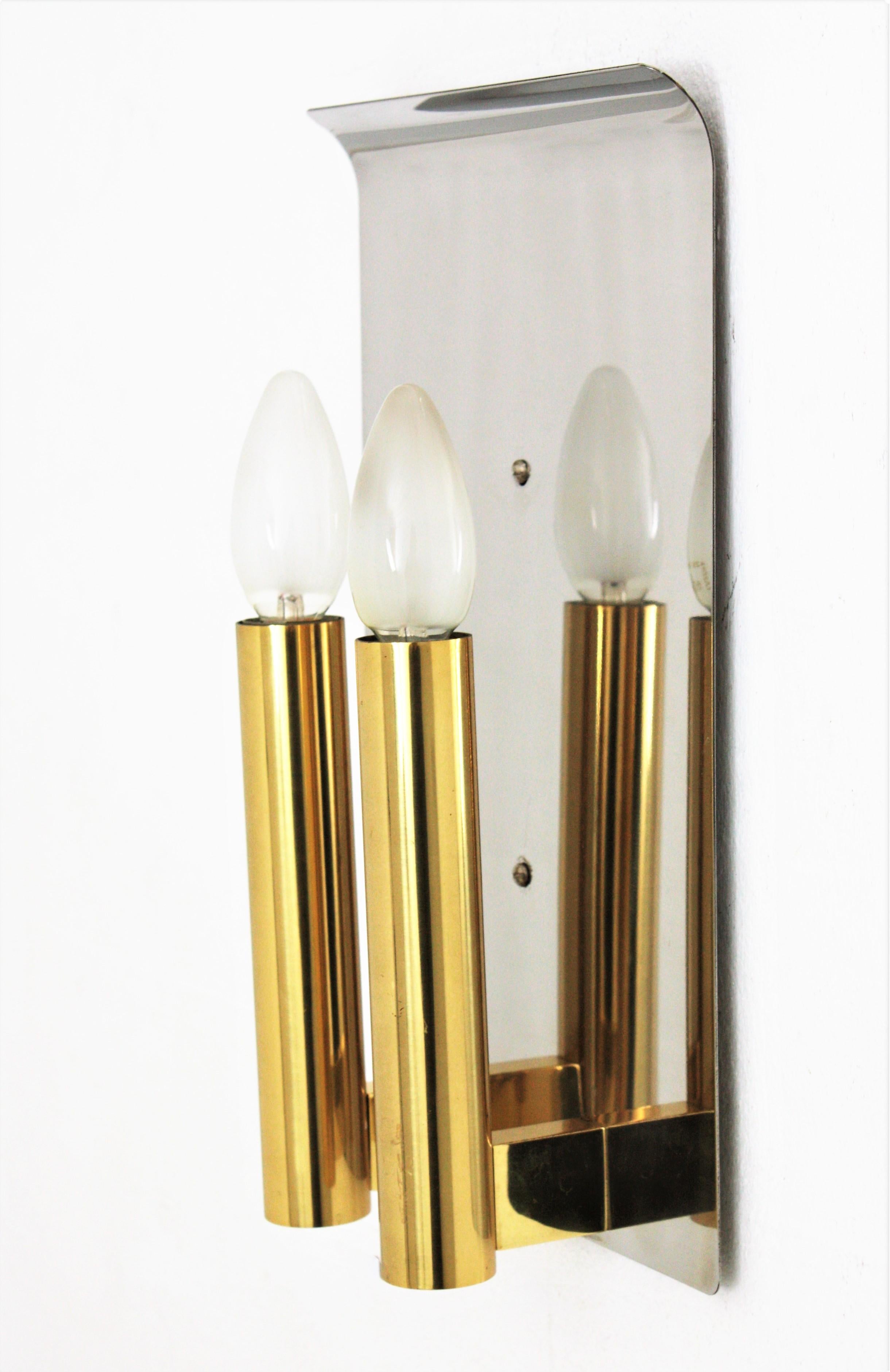Sciolari Wall Sconce in Brass and Steel, Italy, 1960s For Sale 1