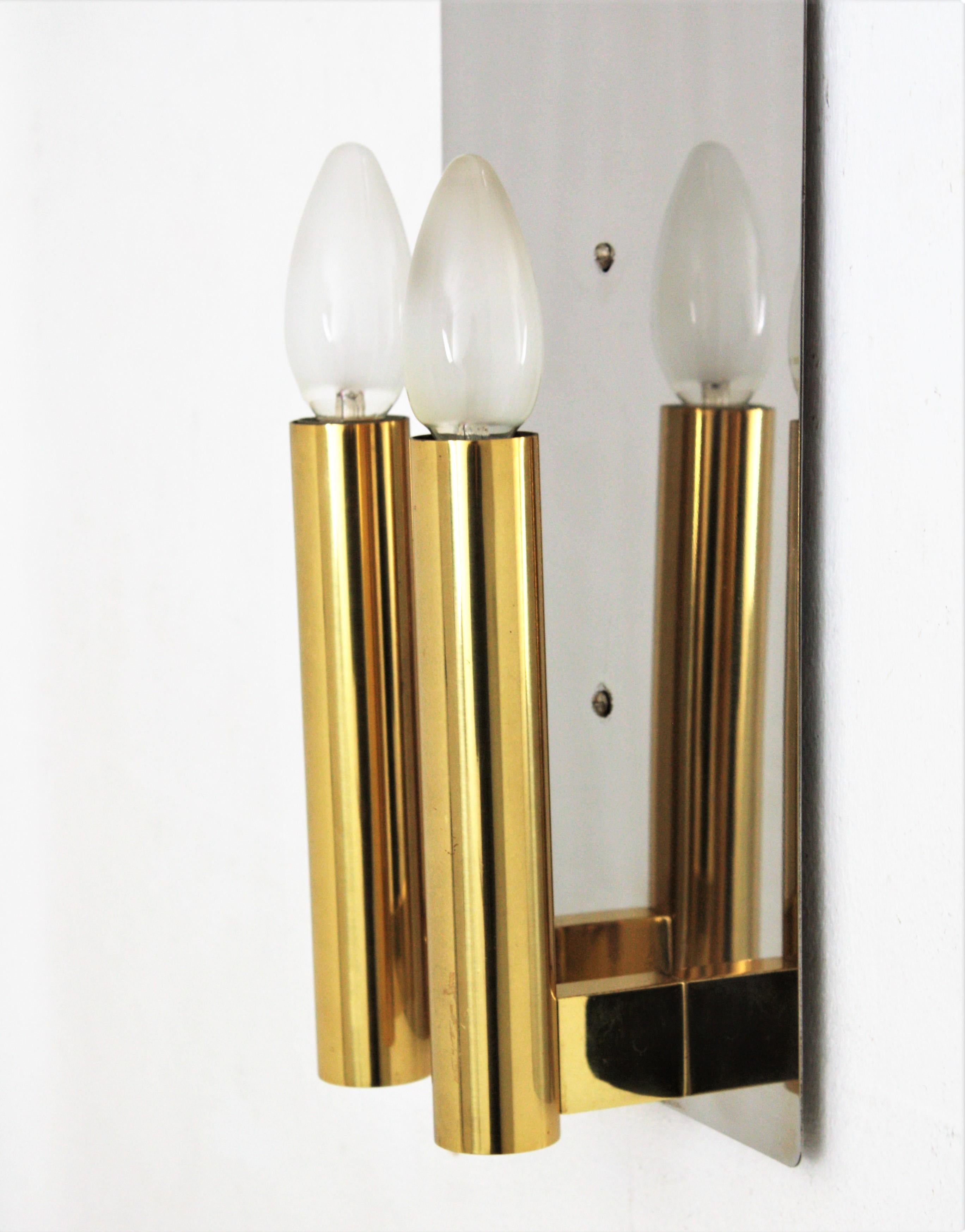 Sciolari Wall Sconce in Brass and Steel, Italy, 1960s For Sale 2