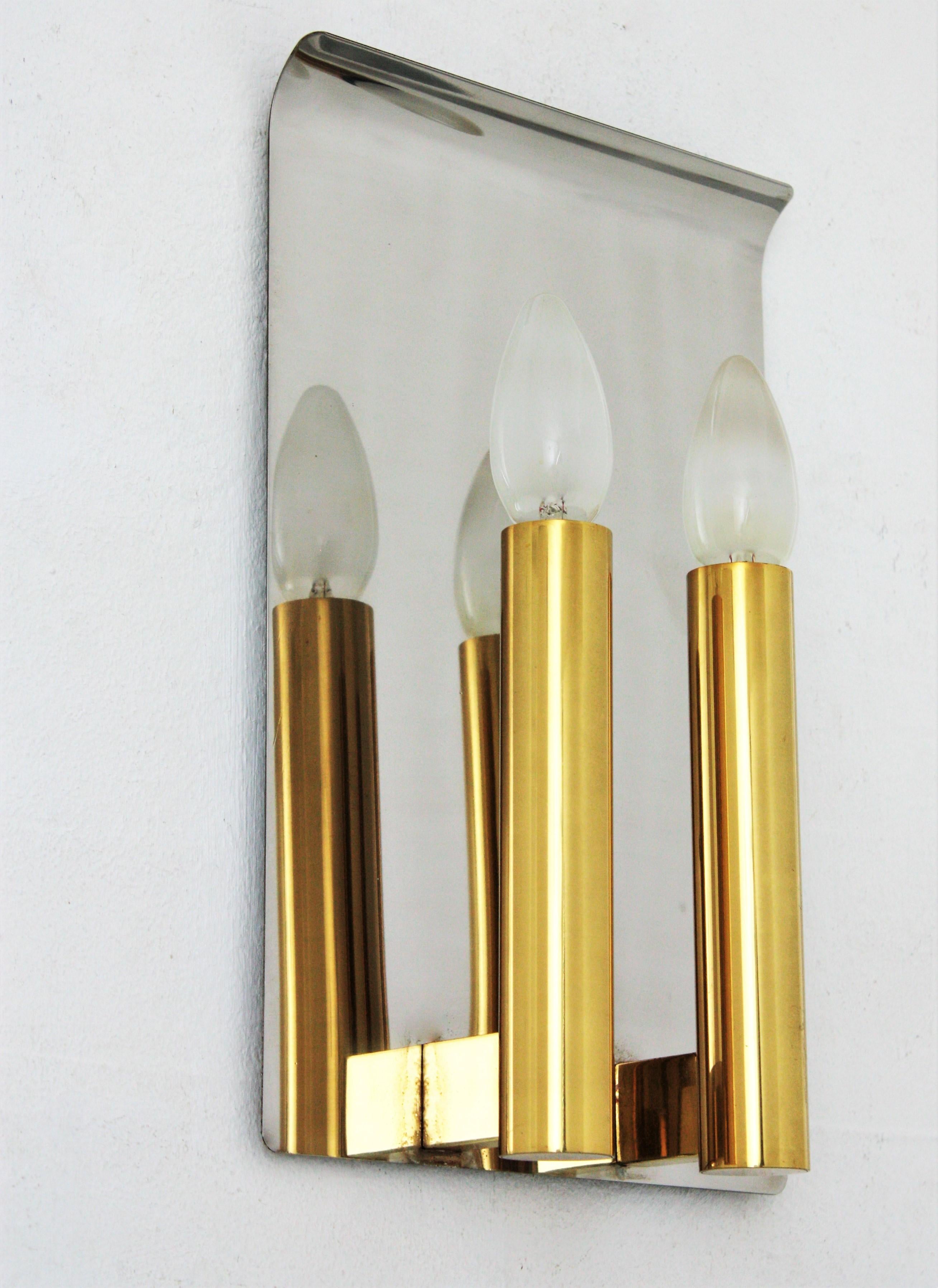 Sciolari Wall Sconce in Brass and Steel, Italy, 1960s For Sale 3
